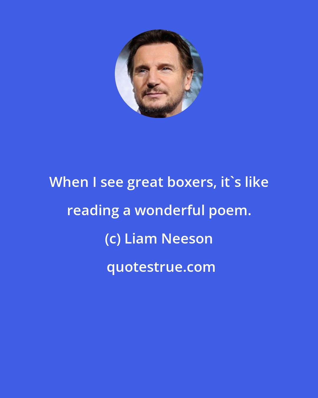 Liam Neeson: When I see great boxers, it's like reading a wonderful poem.