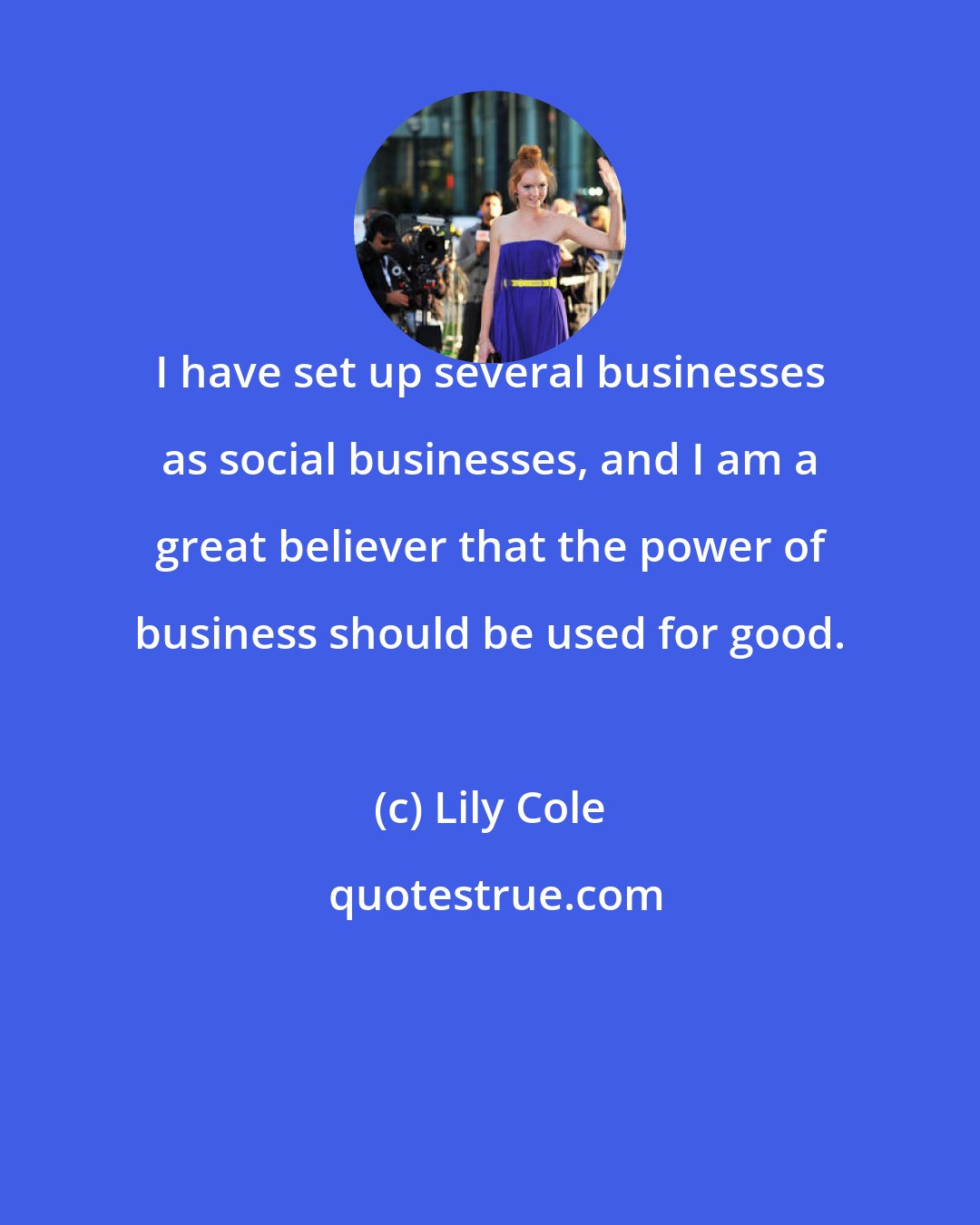 Lily Cole: I have set up several businesses as social businesses, and I am a great believer that the power of business should be used for good.