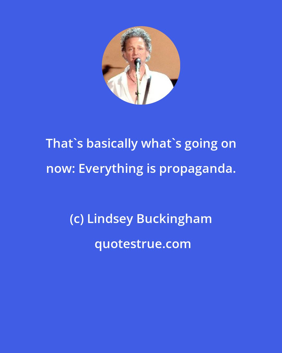 Lindsey Buckingham: That's basically what's going on now: Everything is propaganda.