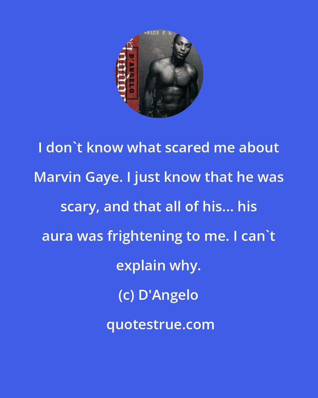 D'Angelo: I don't know what scared me about Marvin Gaye. I just know that he was scary, and that all of his... his aura was frightening to me. I can't explain why.