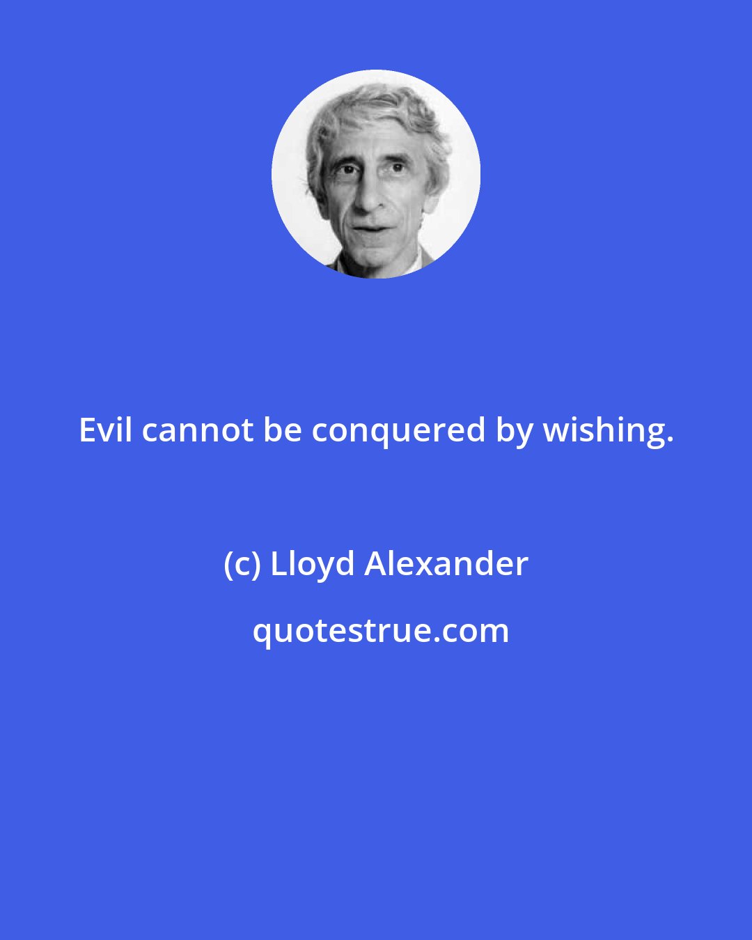 Lloyd Alexander: Evil cannot be conquered by wishing.