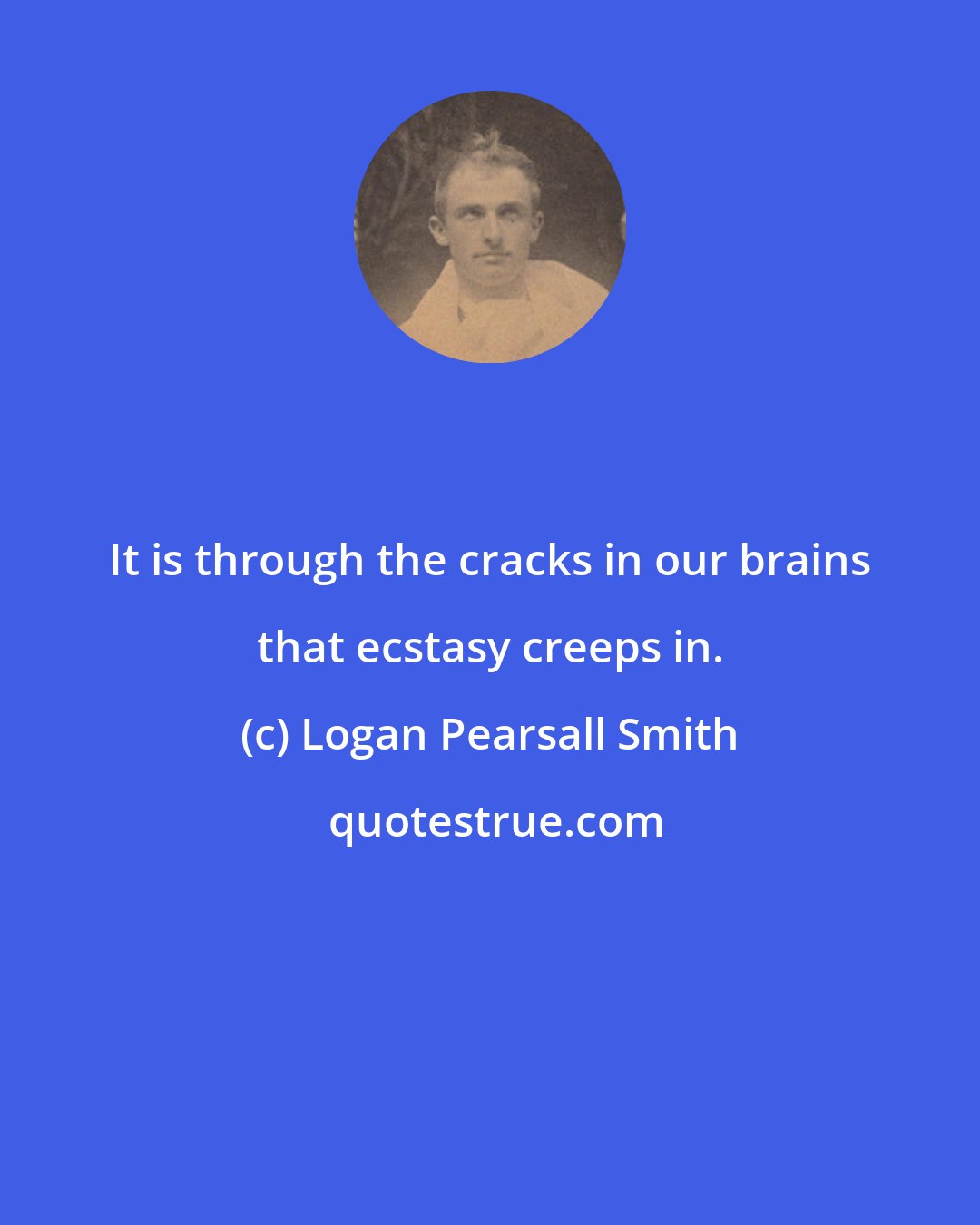 Logan Pearsall Smith: It is through the cracks in our brains that ecstasy creeps in.