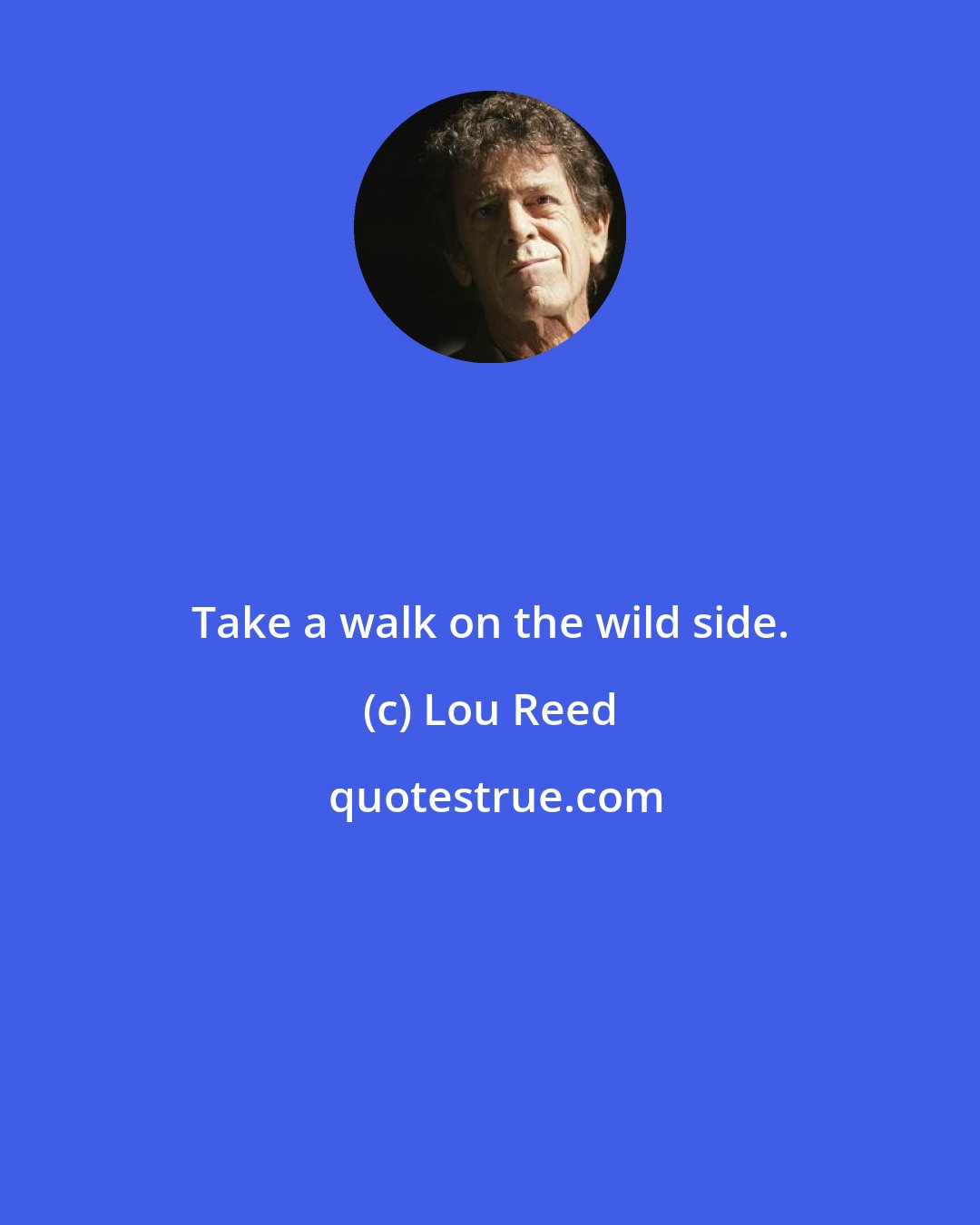 Lou Reed: Take a walk on the wild side.