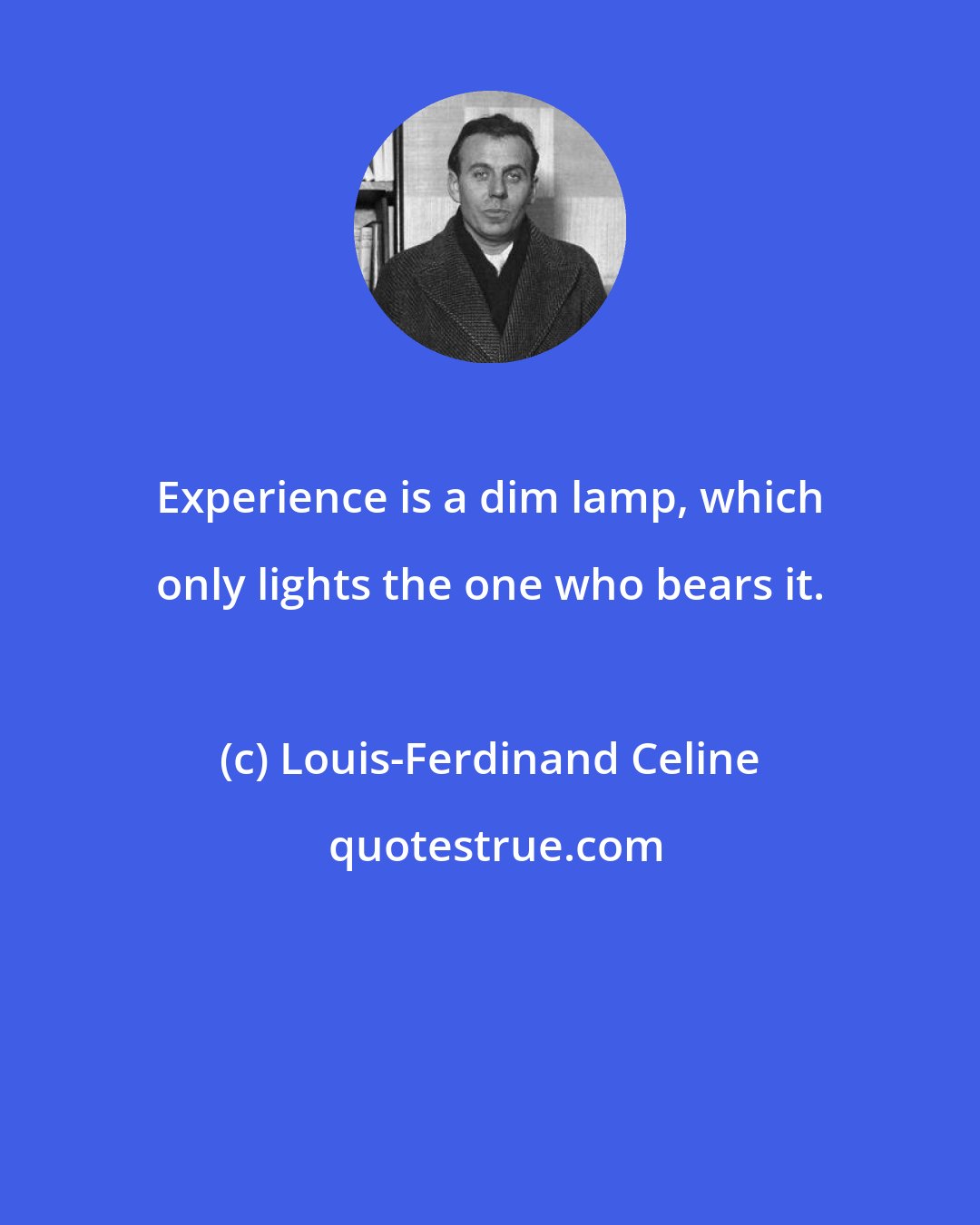 Louis-Ferdinand Celine: Experience is a dim lamp, which only lights the one who bears it.