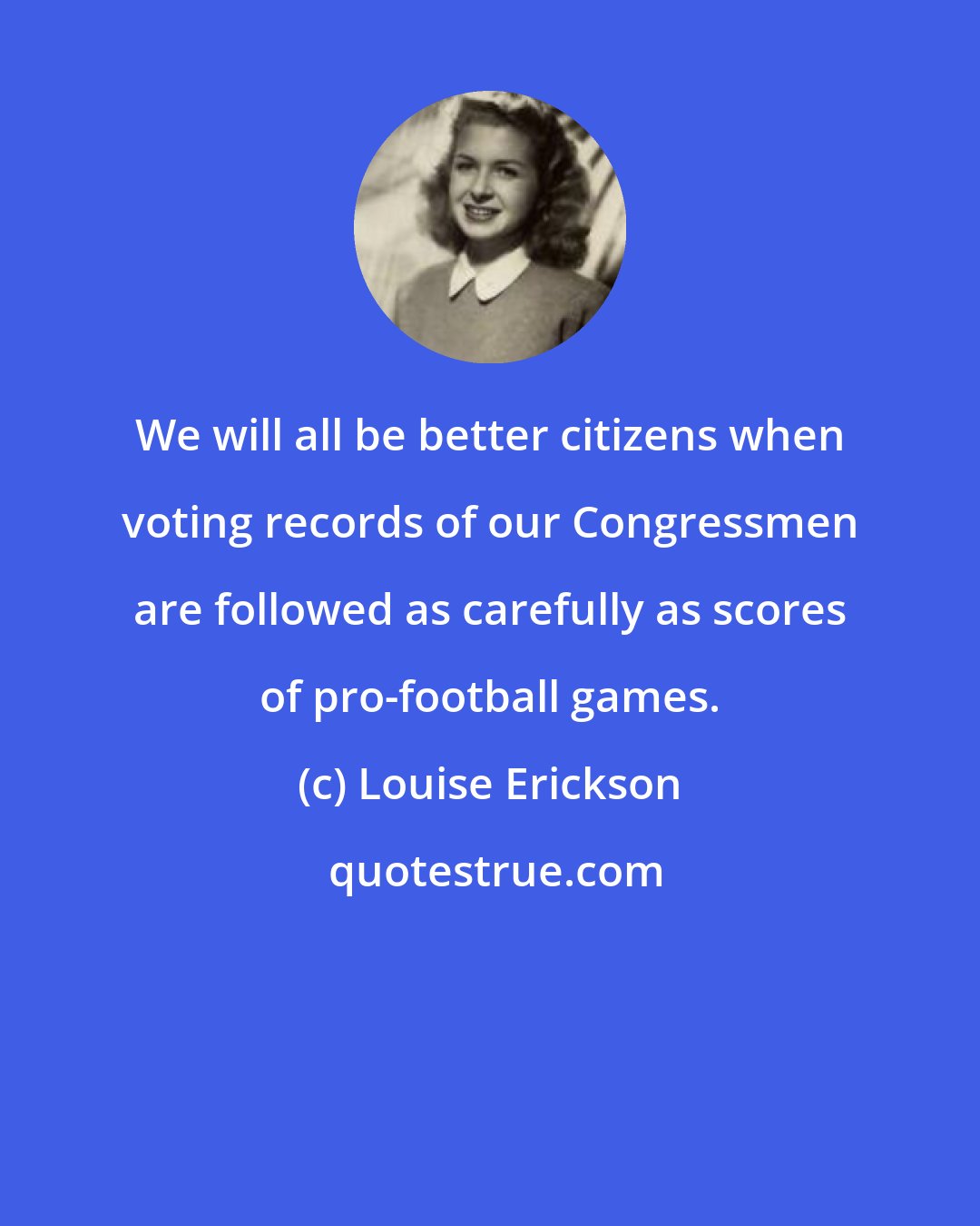 Louise Erickson: We will all be better citizens when voting records of our Congressmen are followed as carefully as scores of pro-football games.