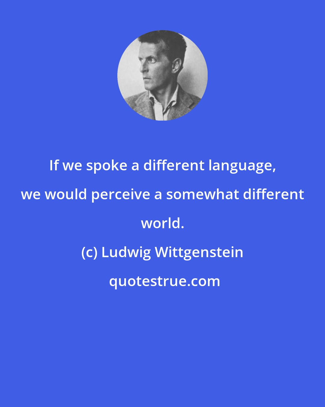 Ludwig Wittgenstein: If we spoke a different language, we would perceive a somewhat different world.