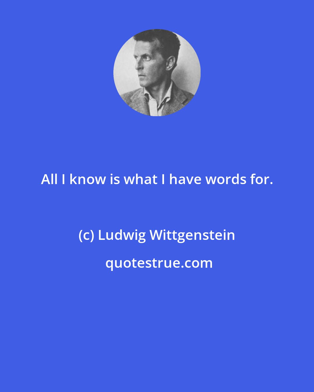 Ludwig Wittgenstein: All I know is what I have words for.