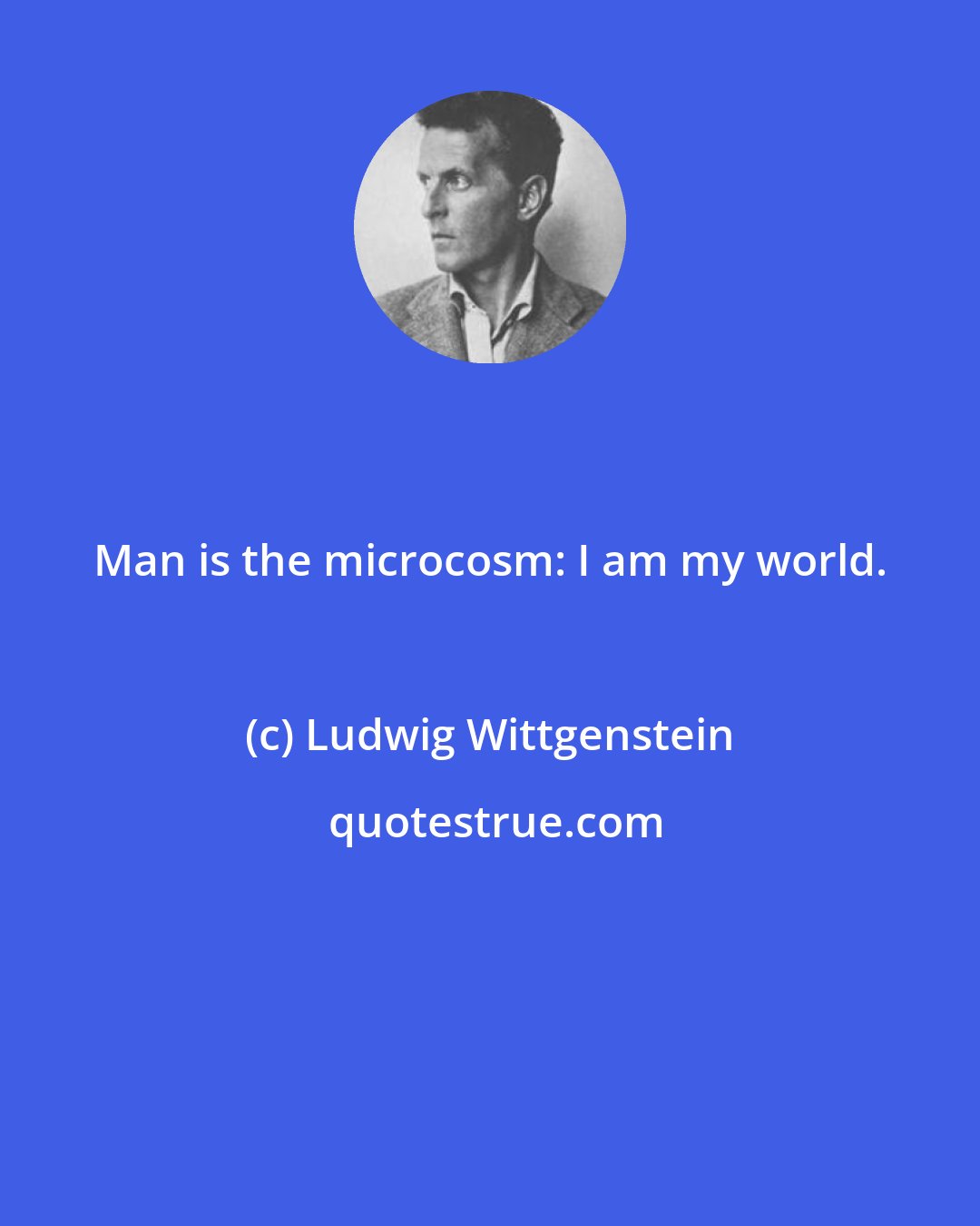 Ludwig Wittgenstein: Man is the microcosm: I am my world.