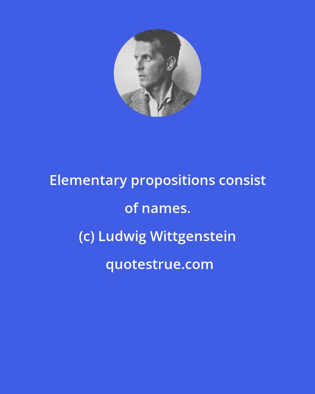 Ludwig Wittgenstein: Elementary propositions consist of names.