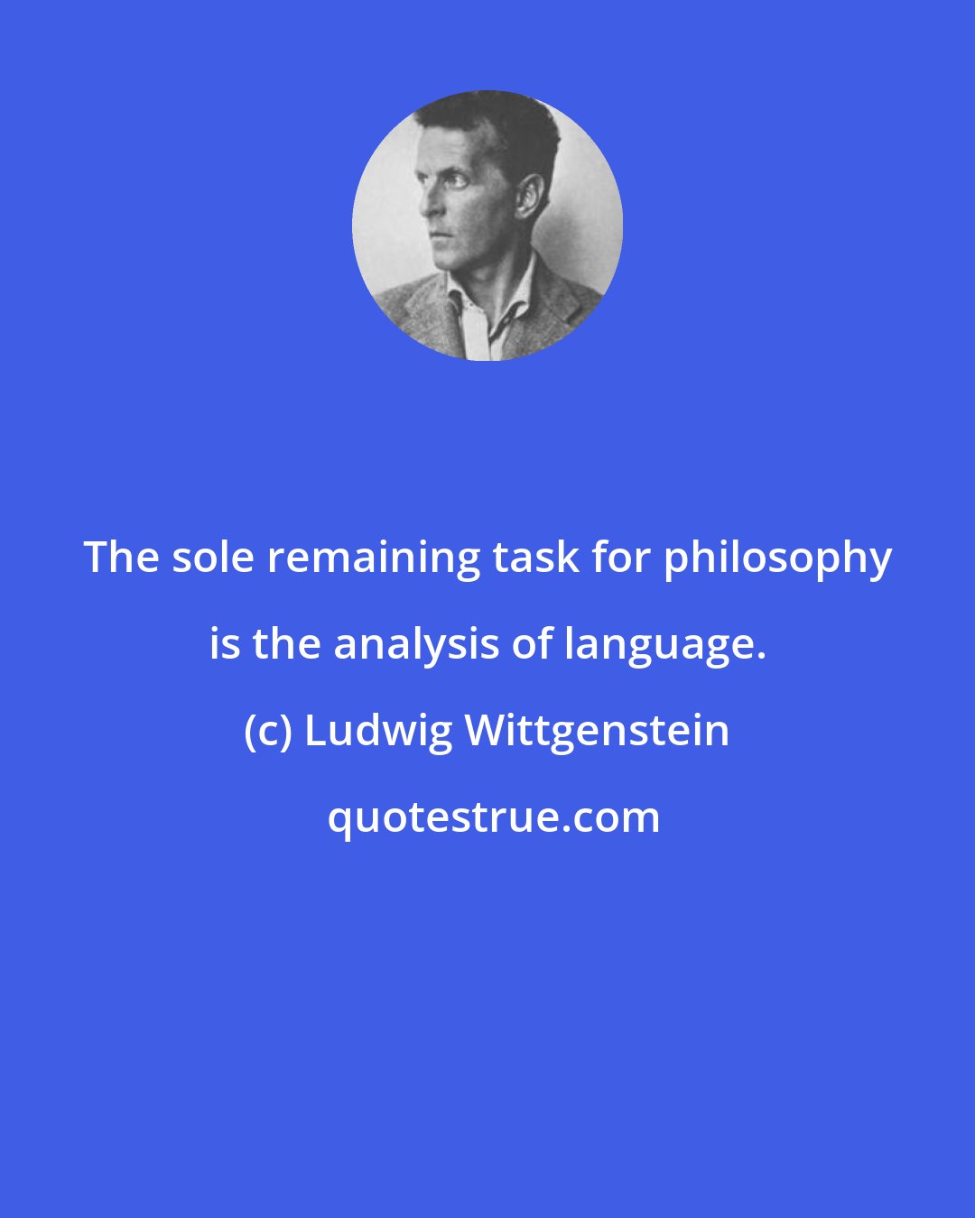 Ludwig Wittgenstein: The sole remaining task for philosophy is the analysis of language.