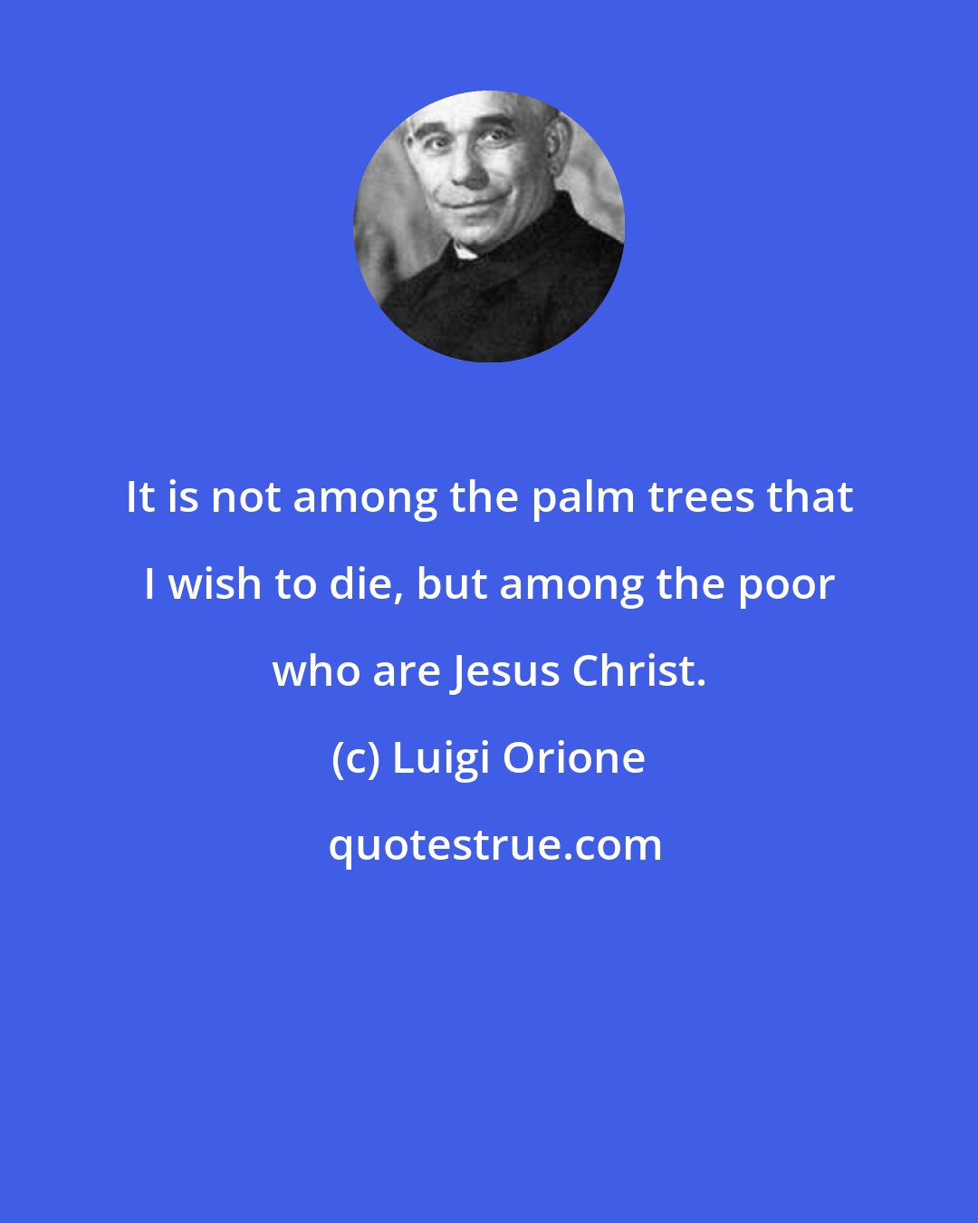 Luigi Orione: It is not among the palm trees that I wish to die, but among the poor who are Jesus Christ.