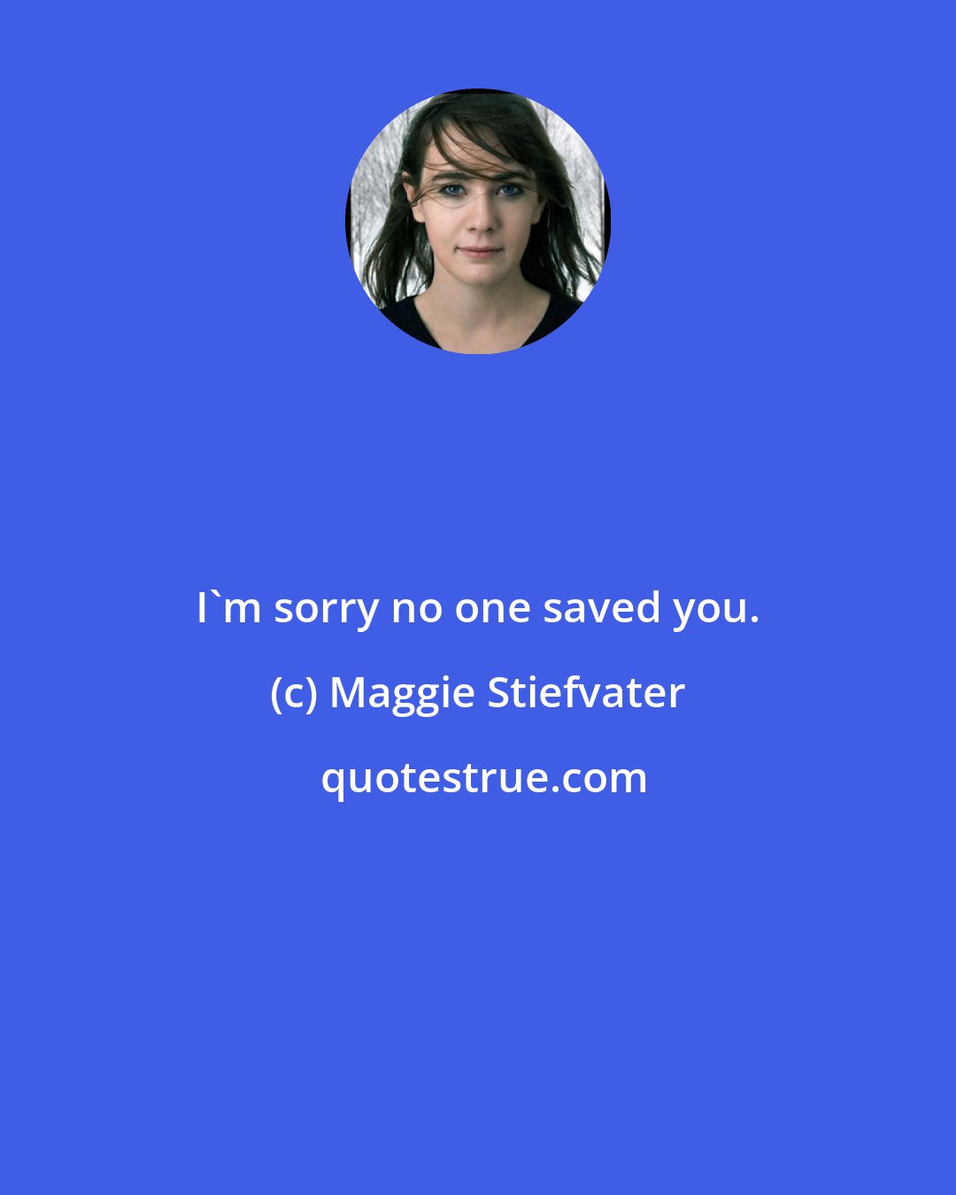 Maggie Stiefvater: I'm sorry no one saved you.