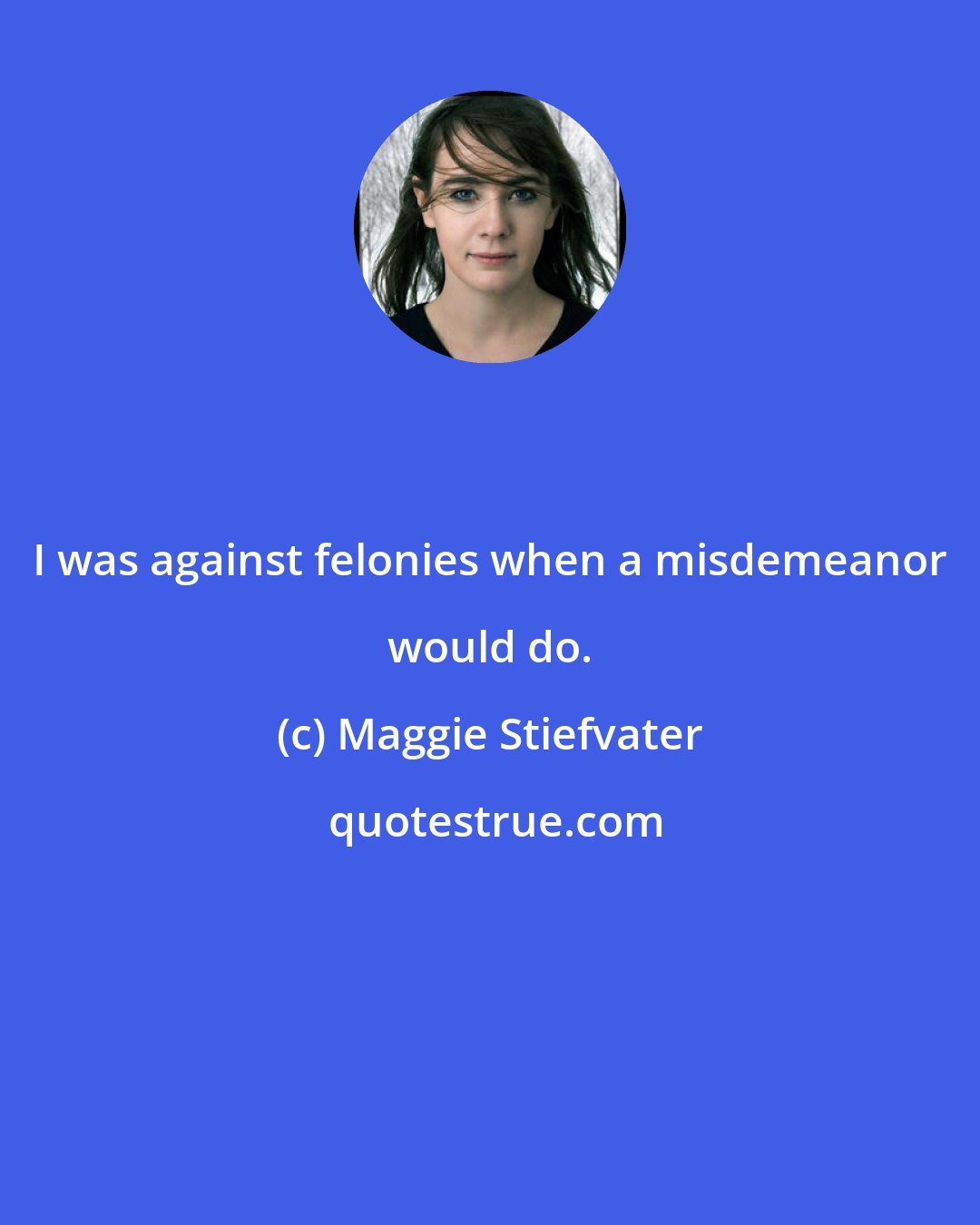 Maggie Stiefvater: I was against felonies when a misdemeanor would do.
