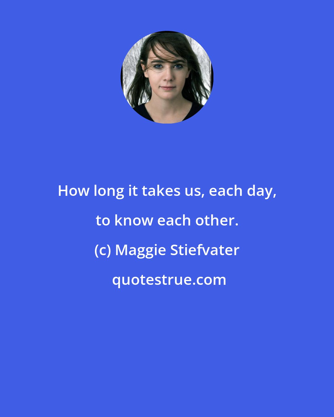 Maggie Stiefvater: How long it takes us, each day, to know each other.