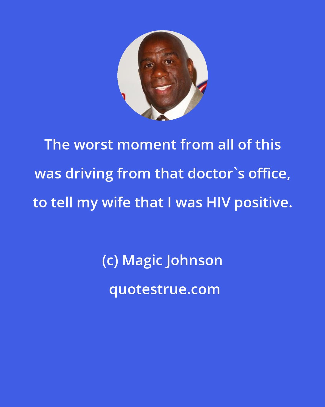 Magic Johnson: The worst moment from all of this was driving from that doctor's office, to tell my wife that I was HIV positive.