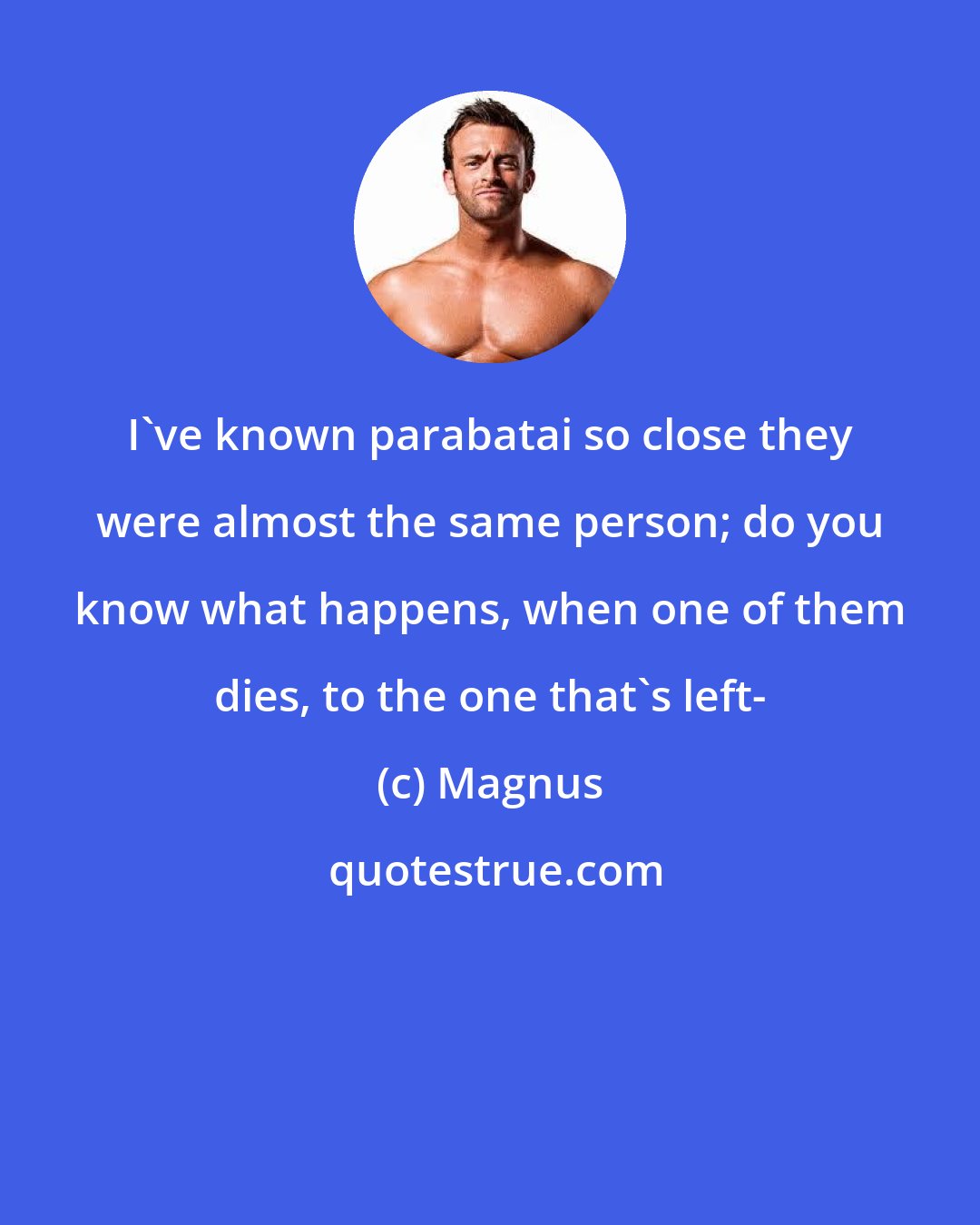 Magnus: I've known parabatai so close they were almost the same person; do you know what happens, when one of them dies, to the one that's left-