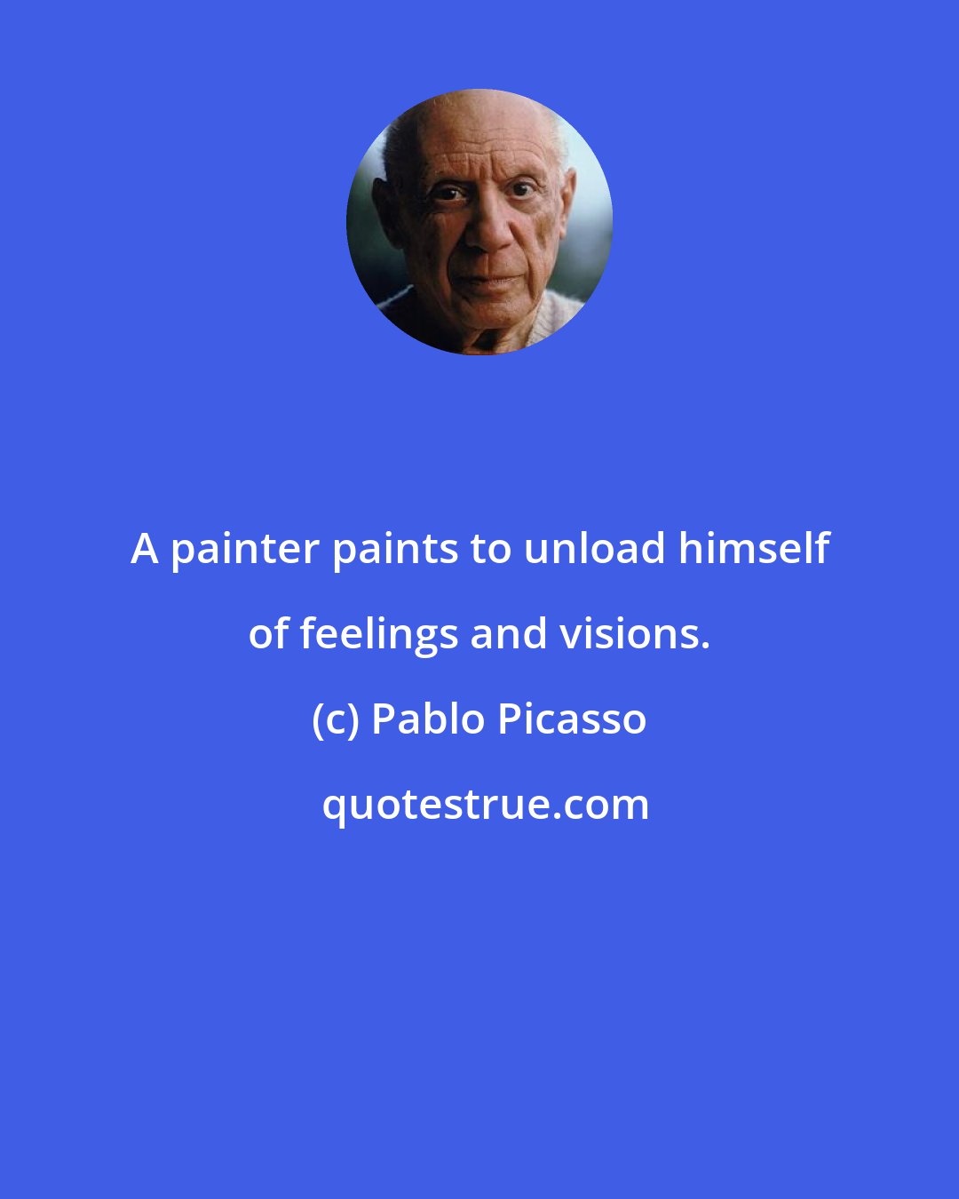 Pablo Picasso: A painter paints to unload himself of feelings and visions.