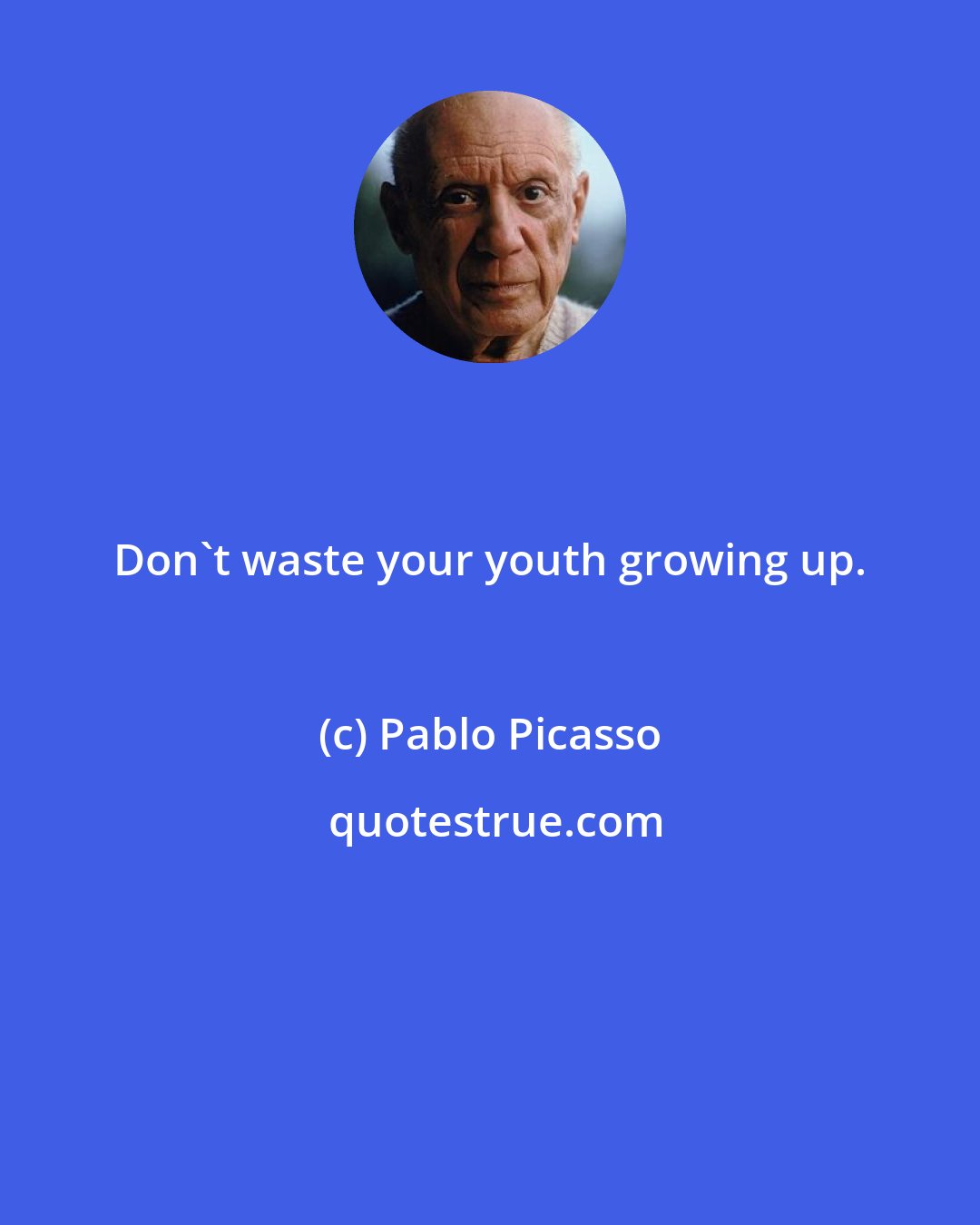 Pablo Picasso: Don't waste your youth growing up.