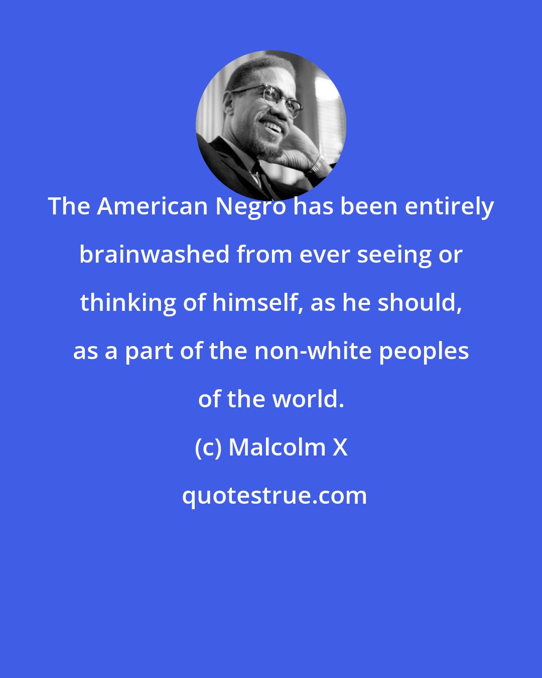 Malcolm X: The American Negro has been entirely brainwashed from ever seeing or thinking of himself, as he should, as a part of the non-white peoples of the world.