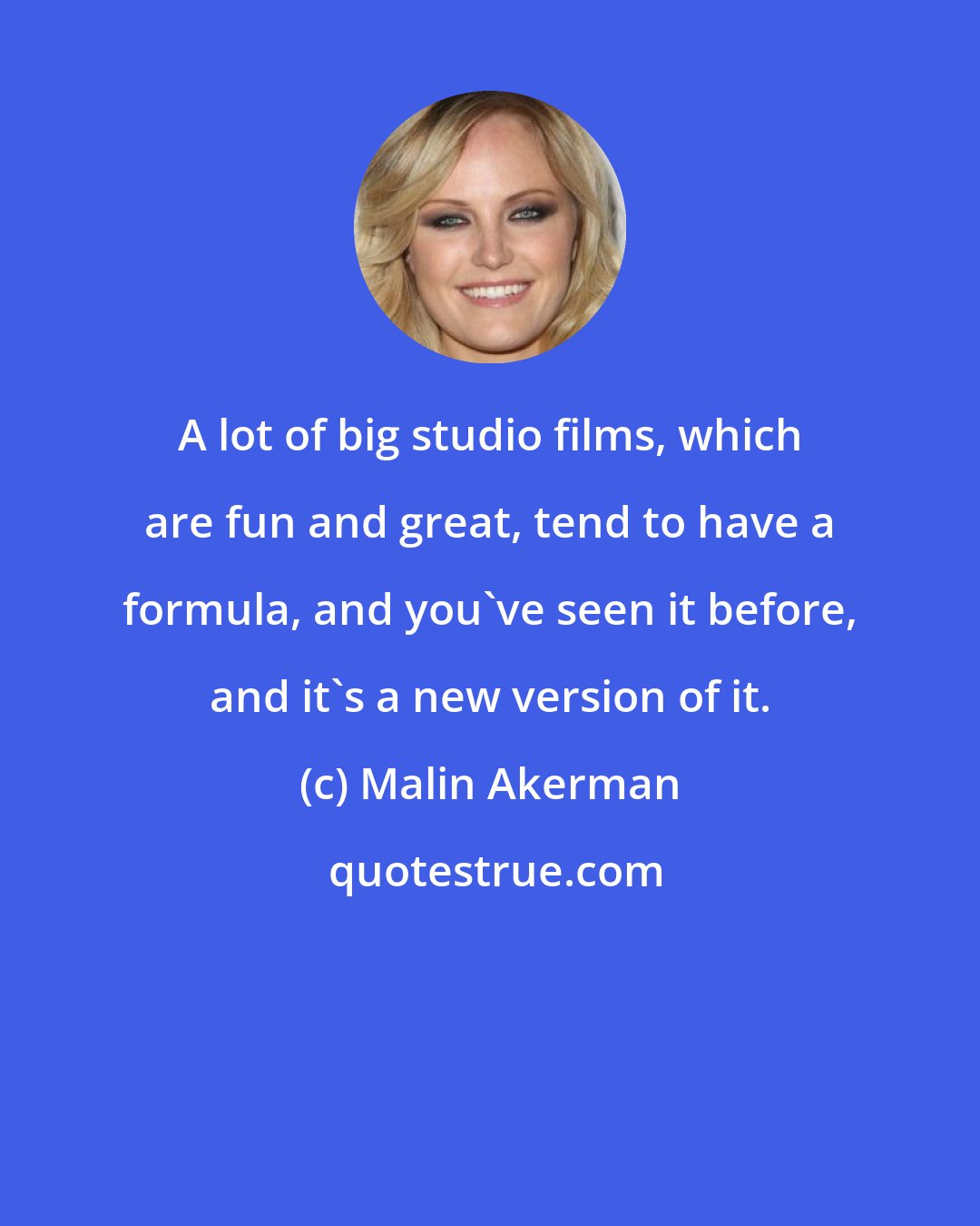 Malin Akerman: A lot of big studio films, which are fun and great, tend to have a formula, and you've seen it before, and it's a new version of it.