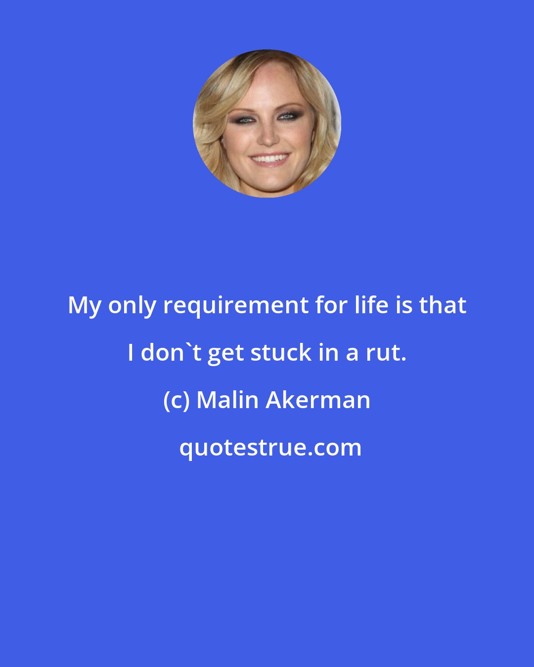 Malin Akerman: My only requirement for life is that I don't get stuck in a rut.