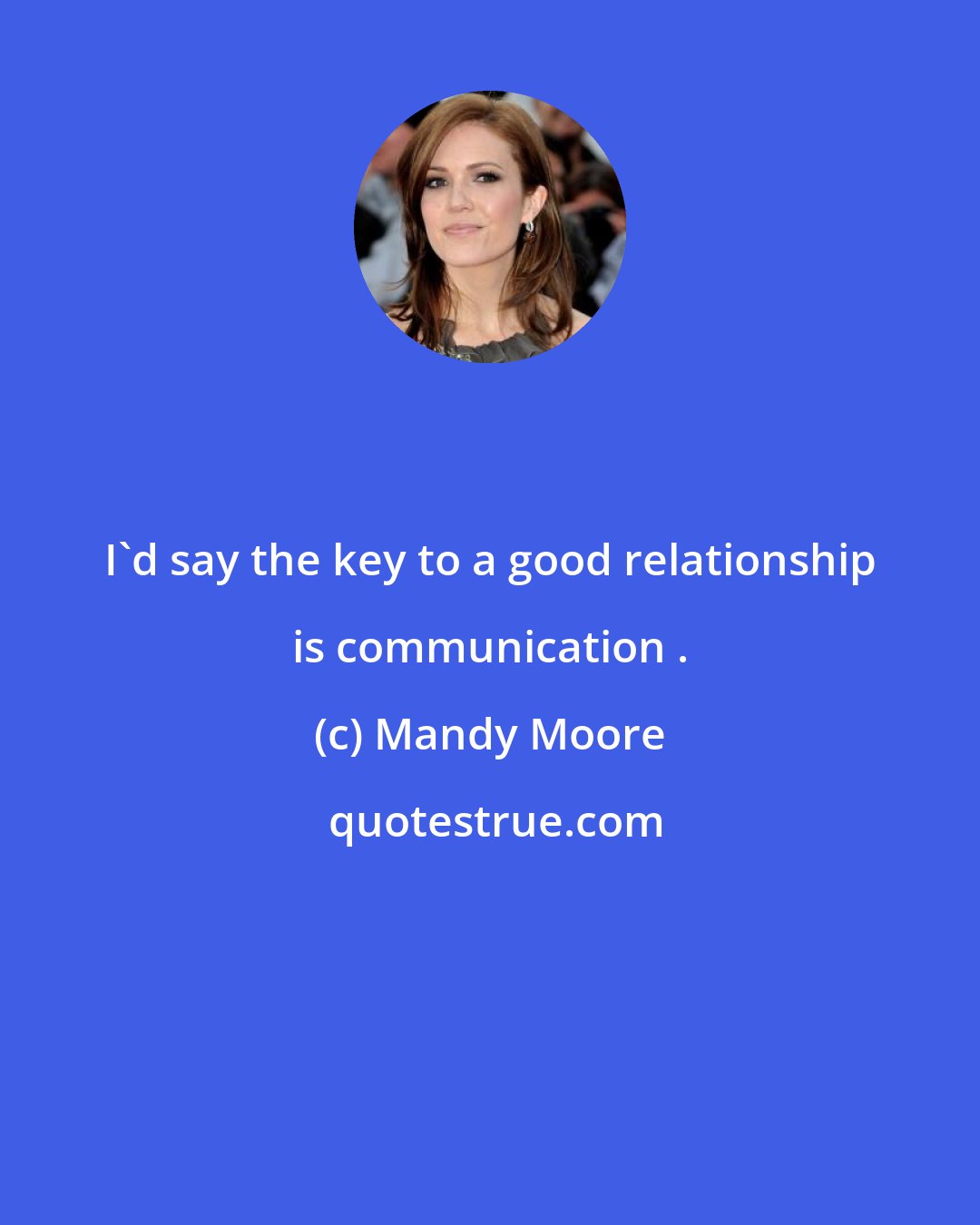 Mandy Moore: I'd say the key to a good relationship is communication .