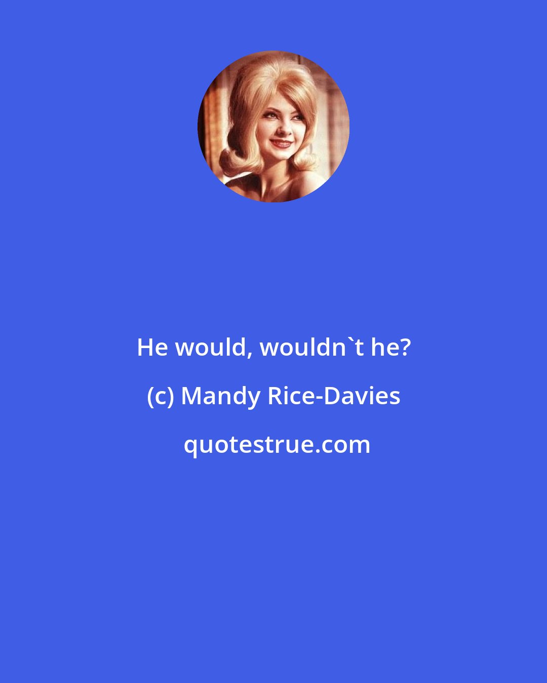 Mandy Rice-Davies: He would, wouldn't he?