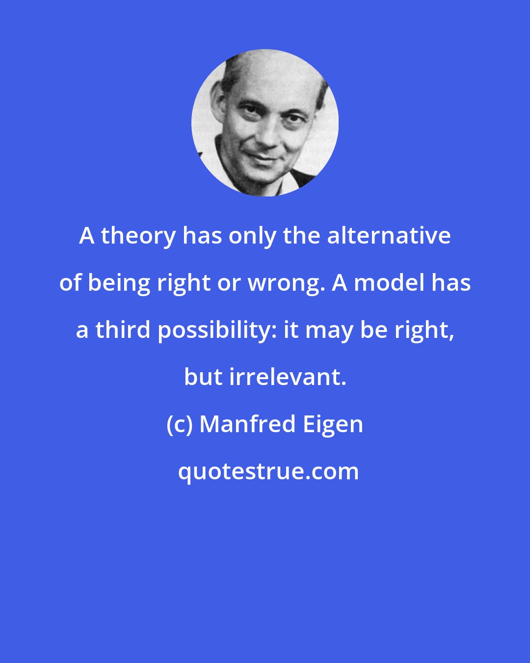 Manfred Eigen: A theory has only the alternative of being right or wrong. A model has a third possibility: it may be right, but irrelevant.