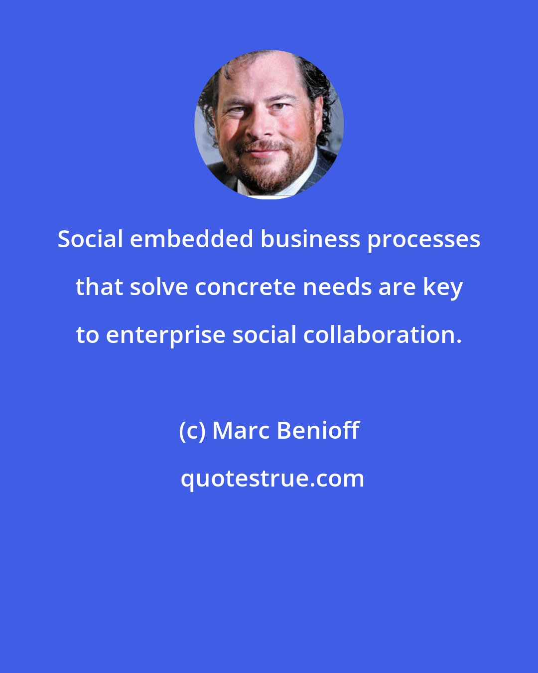 Marc Benioff: Social embedded business processes that solve concrete needs are key to enterprise social collaboration.