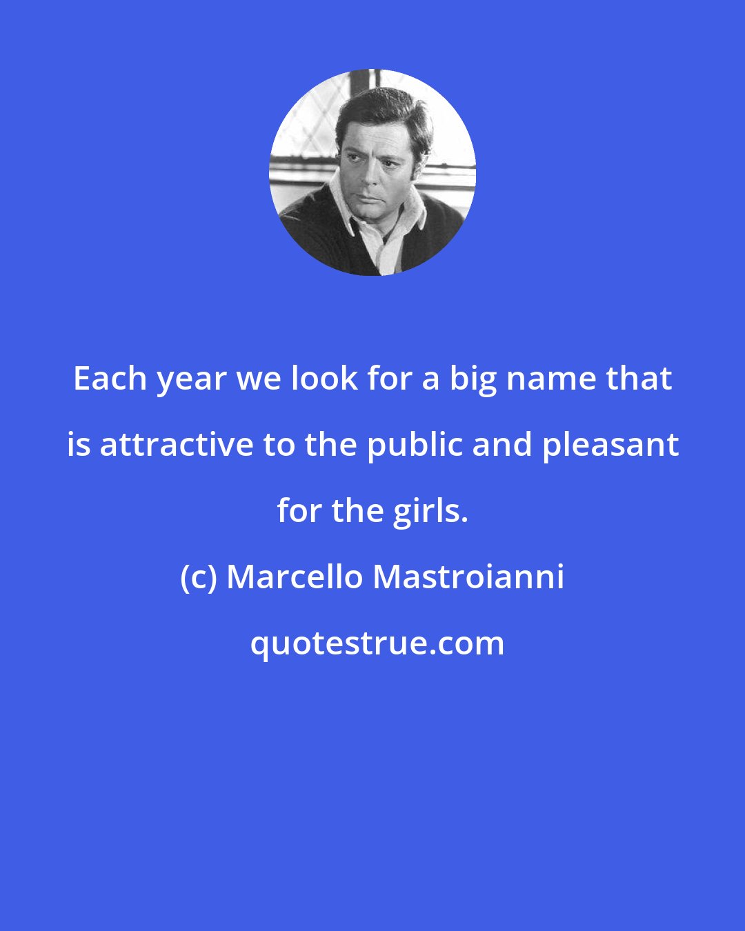 Marcello Mastroianni: Each year we look for a big name that is attractive to the public and pleasant for the girls.