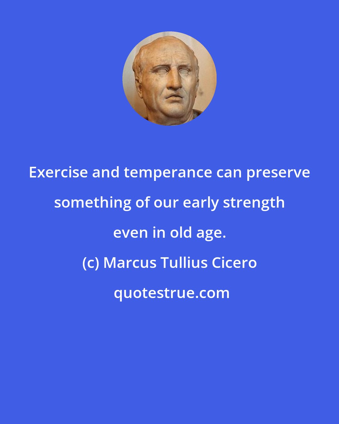 Marcus Tullius Cicero: Exercise and temperance can preserve something of our early strength even in old age.