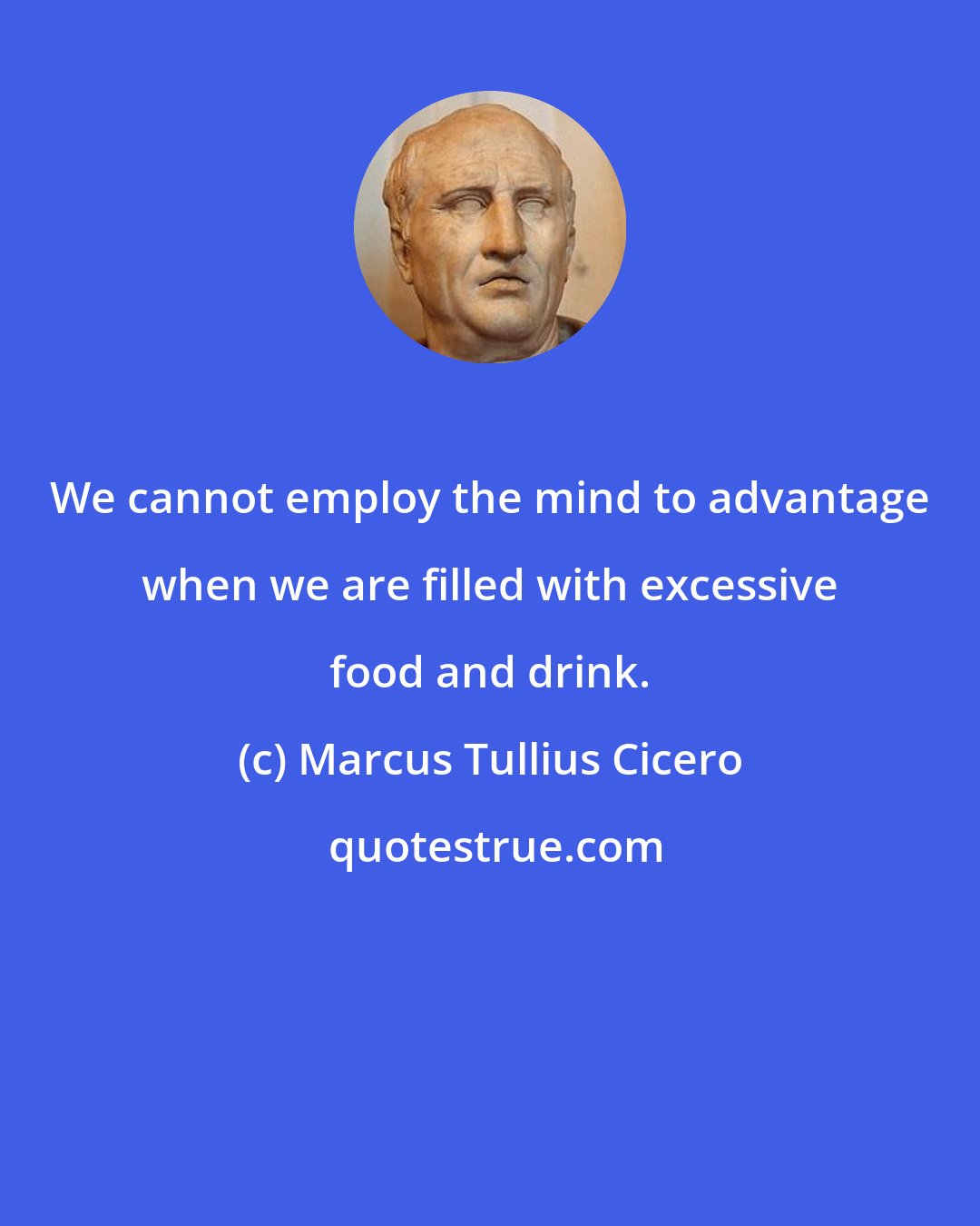 Marcus Tullius Cicero: We cannot employ the mind to advantage when we are filled with excessive food and drink.