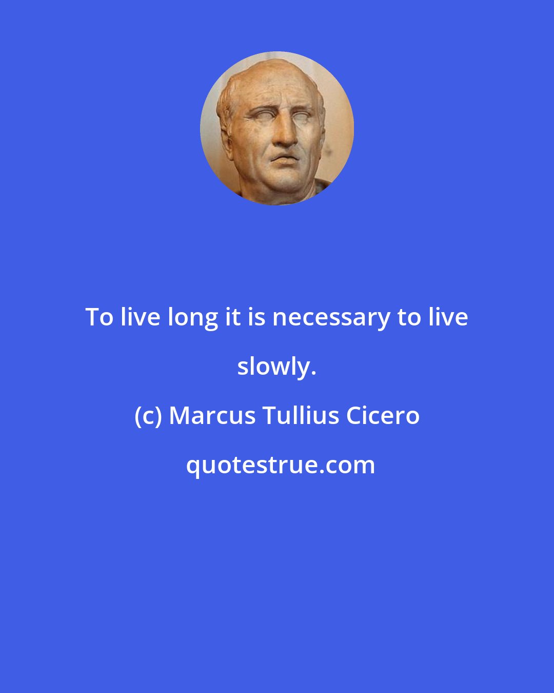 Marcus Tullius Cicero: To live long it is necessary to live slowly.