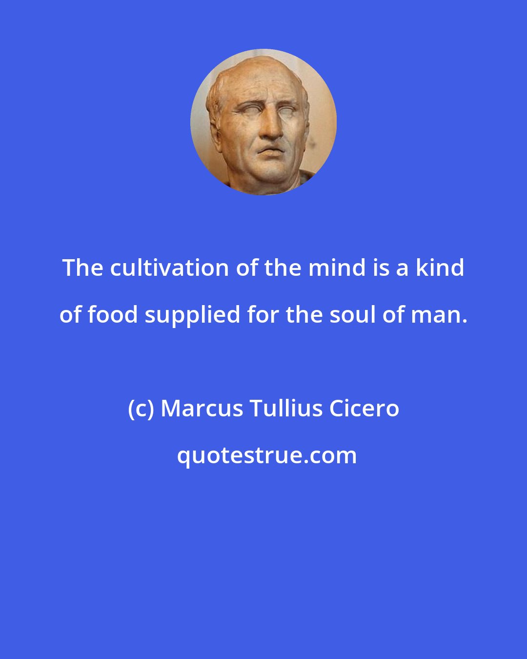 Marcus Tullius Cicero: The cultivation of the mind is a kind of food supplied for the soul of man.