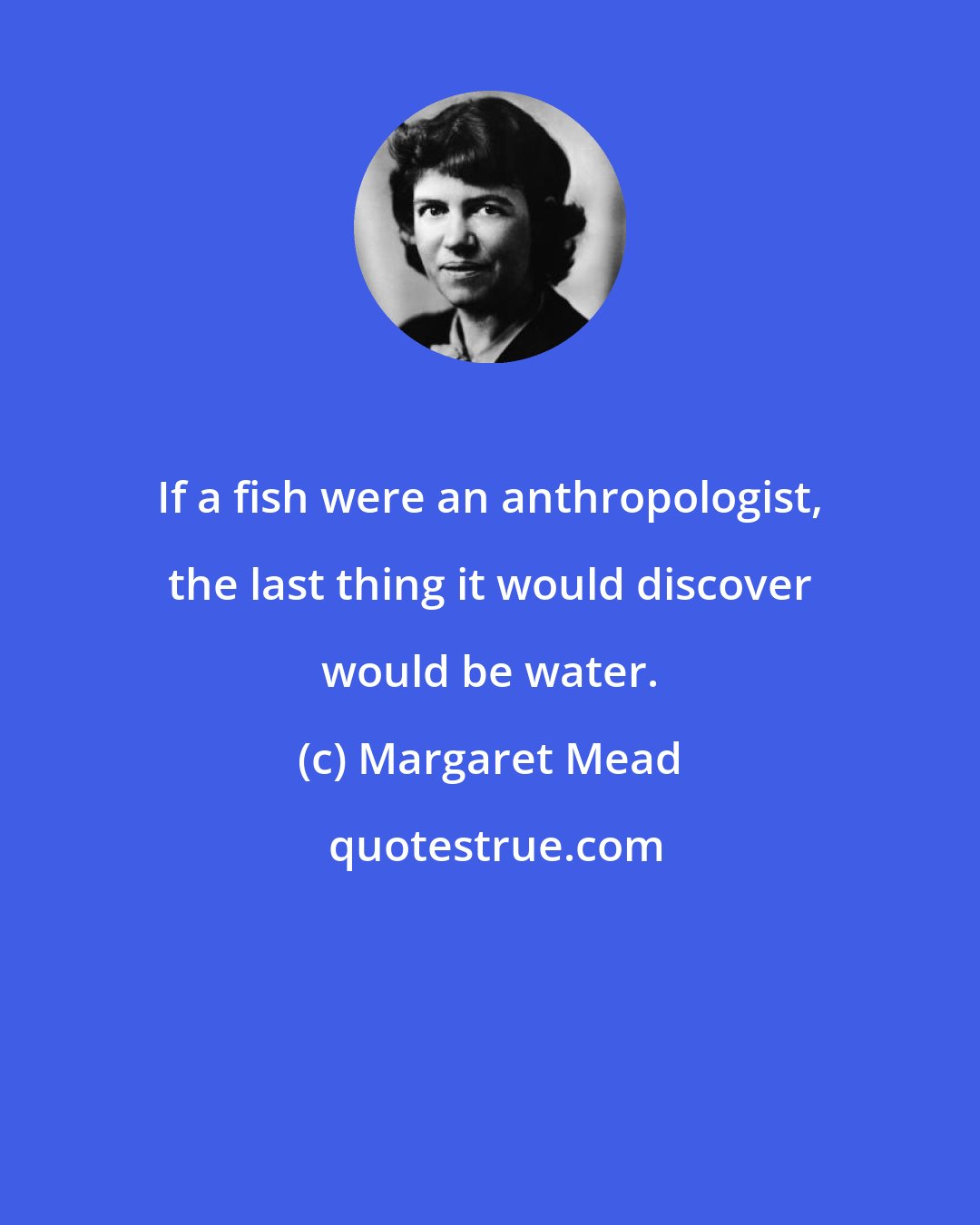 Margaret Mead: If a fish were an anthropologist, the last thing it would discover would be water.