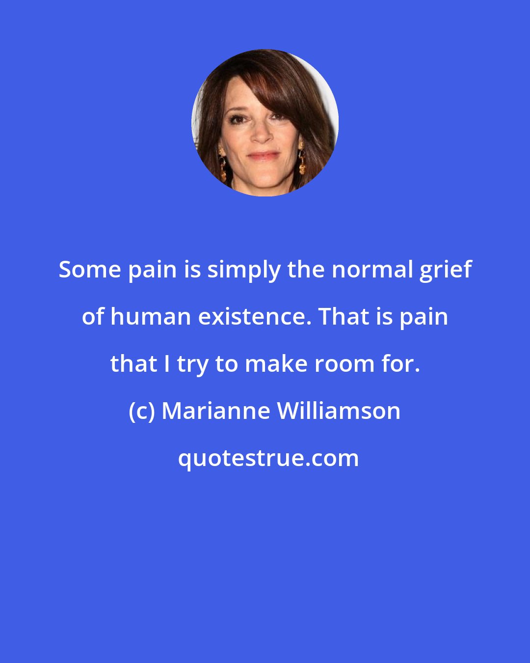 Marianne Williamson: Some pain is simply the normal grief of human existence. That is pain that I try to make room for.