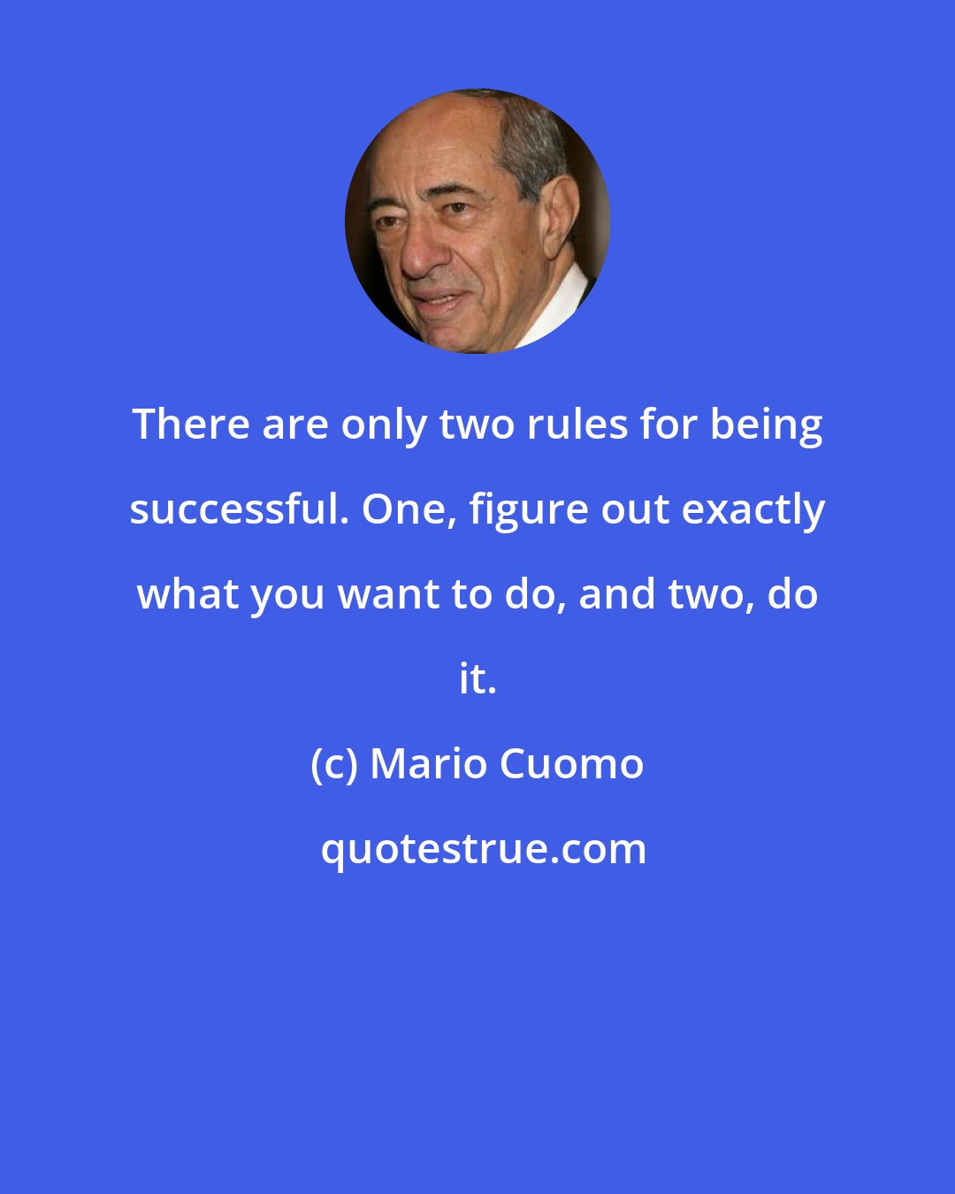 Mario Cuomo: There are only two rules for being successful. One, figure out exactly what you want to do, and two, do it.