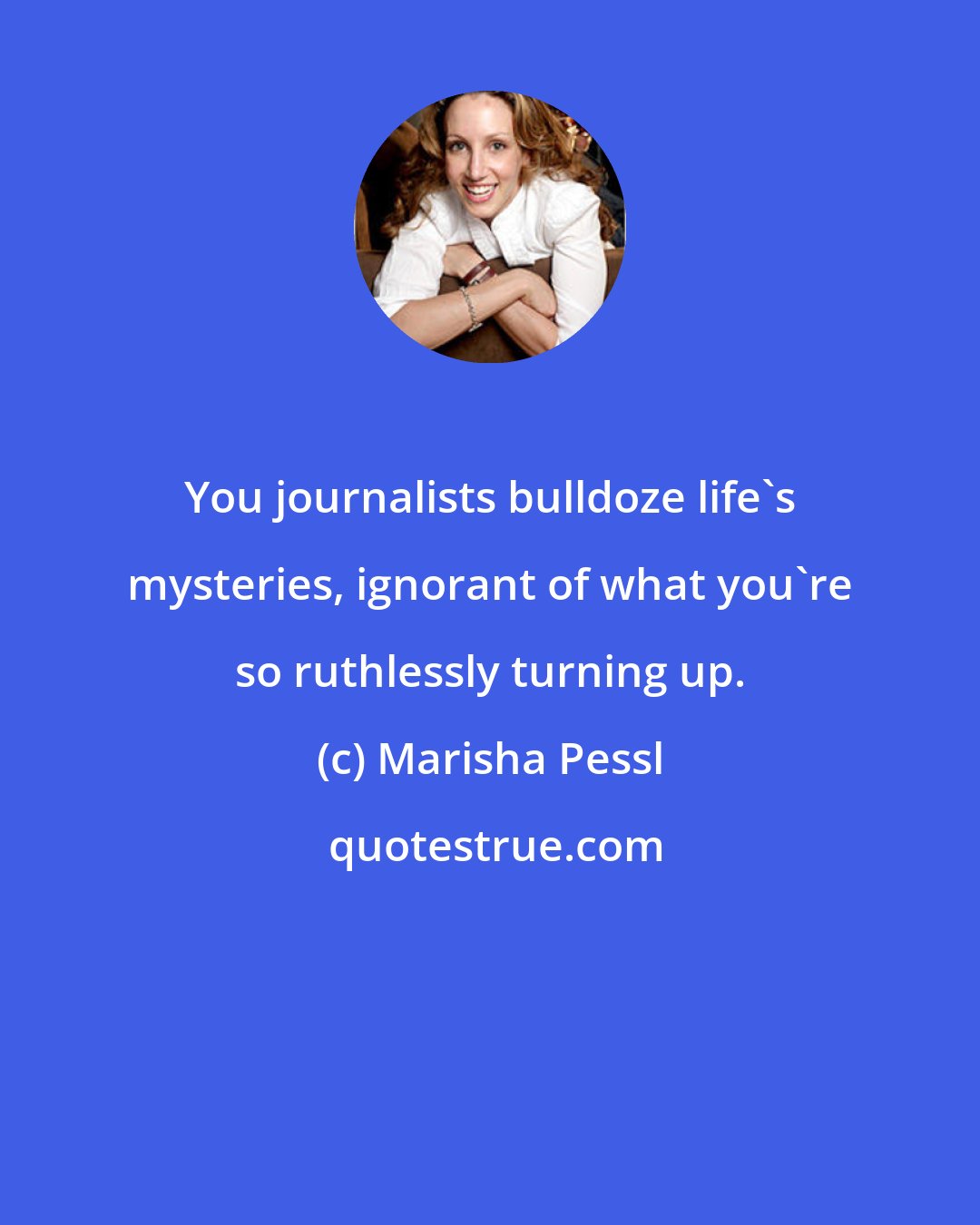 Marisha Pessl: You journalists bulldoze life's mysteries, ignorant of what you're so ruthlessly turning up.