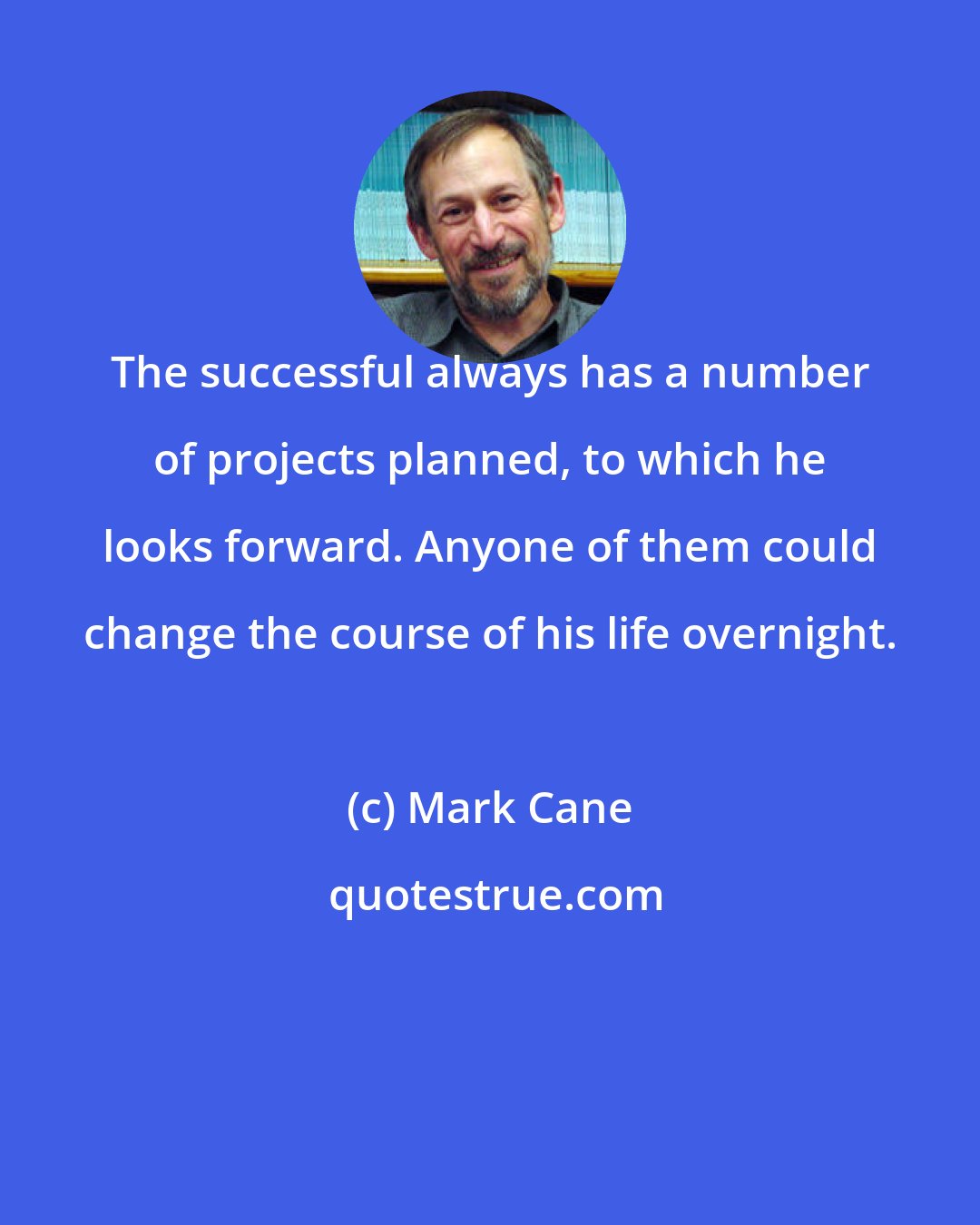 Mark Cane: The successful always has a number of projects planned, to which he looks forward. Anyone of them could change the course of his life overnight.