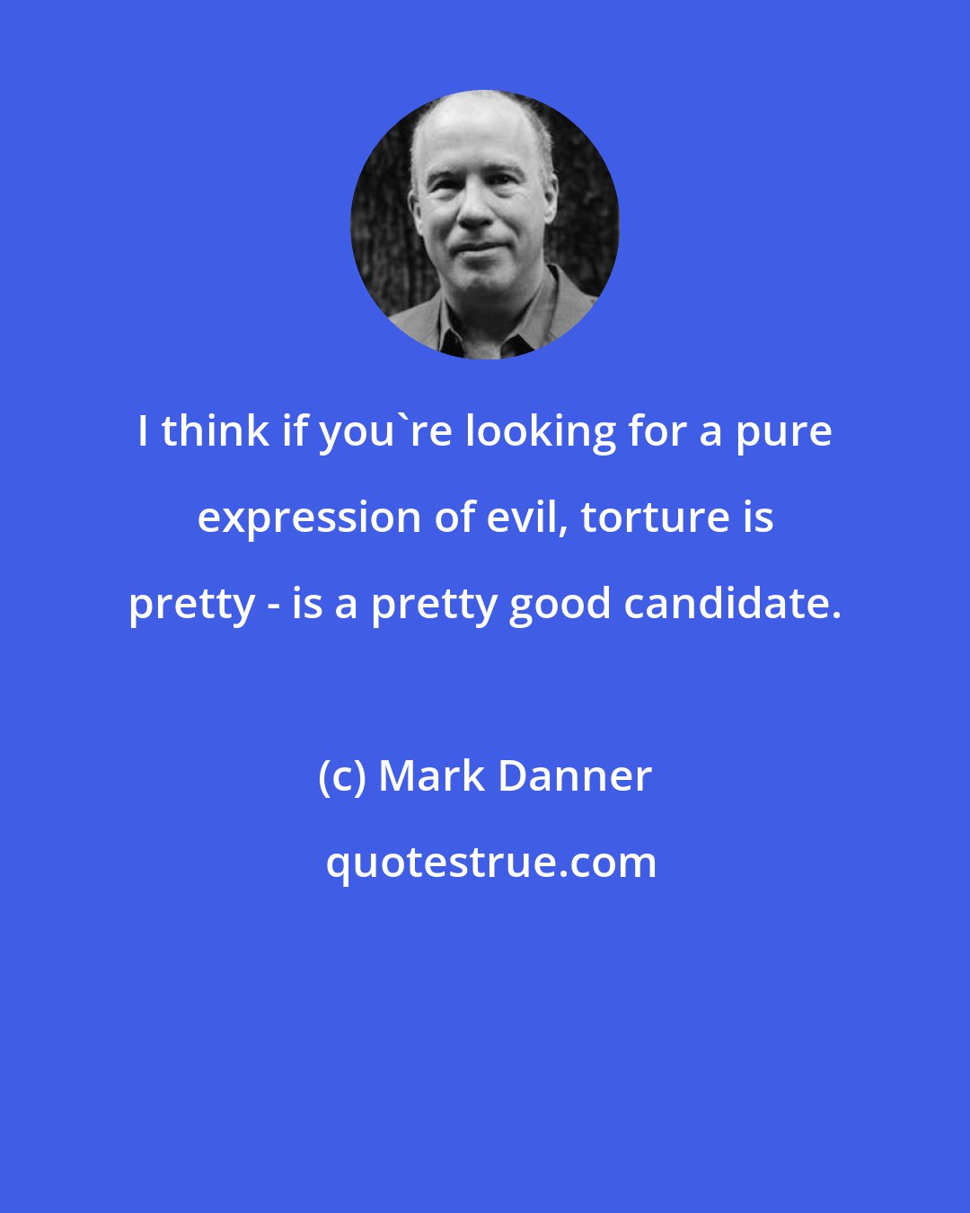 Mark Danner: I think if you're looking for a pure expression of evil, torture is pretty - is a pretty good candidate.