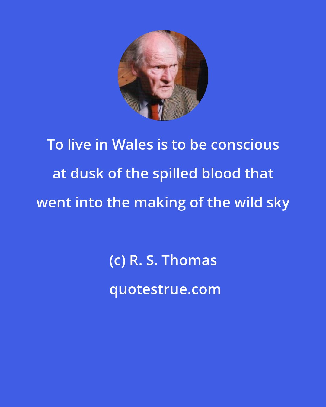 R. S. Thomas: To live in Wales is to be conscious at dusk of the spilled blood that went into the making of the wild sky