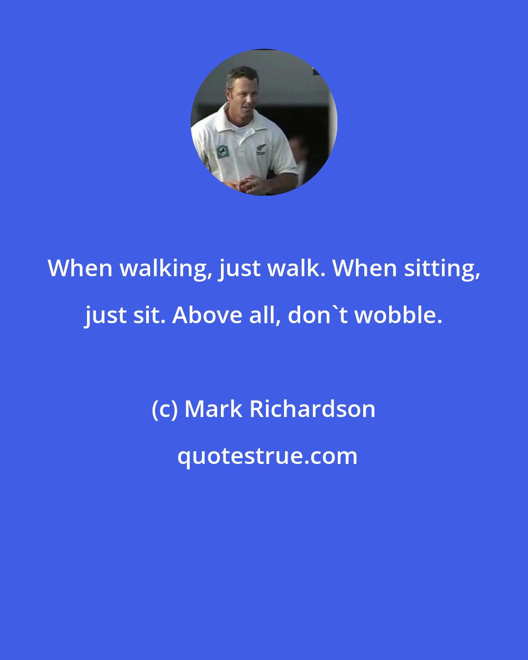 Mark Richardson: When walking, just walk. When sitting, just sit. Above all, don't wobble.