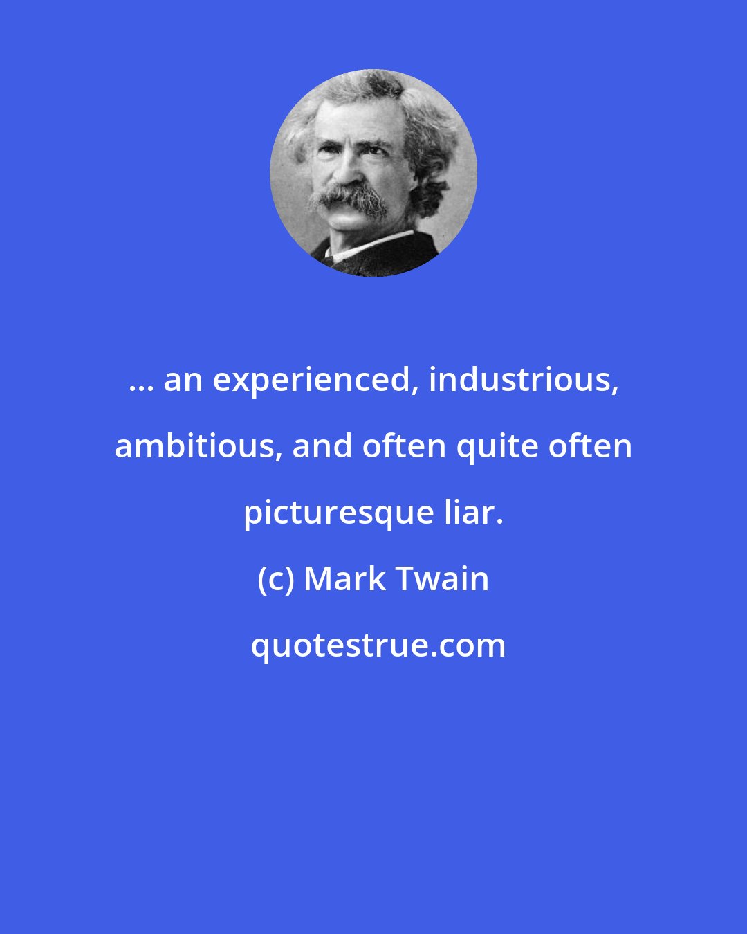 Mark Twain: ... an experienced, industrious, ambitious, and often quite often picturesque liar.