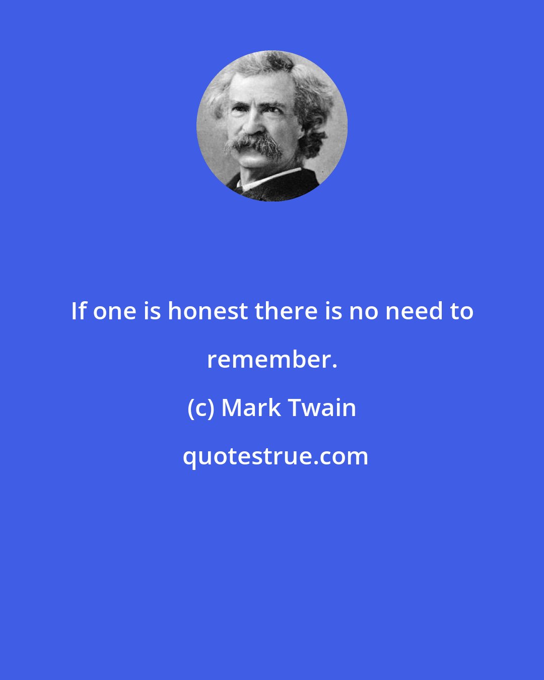 Mark Twain: If one is honest there is no need to remember.