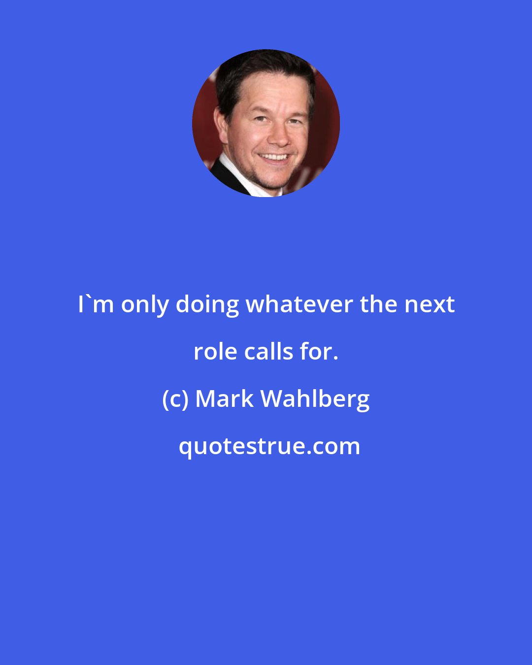 Mark Wahlberg: I'm only doing whatever the next role calls for.