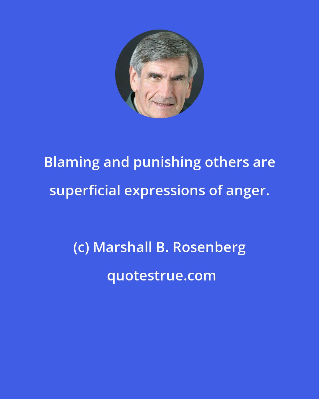 Marshall B. Rosenberg: Blaming and punishing others are superficial expressions of anger.