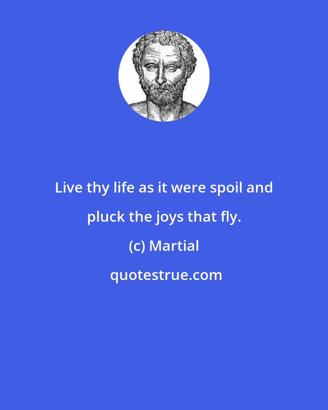 Martial: Live thy life as it were spoil and pluck the joys that fly.