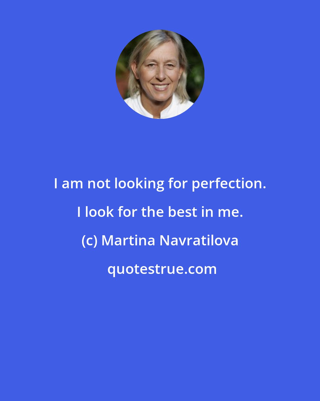 Martina Navratilova: I am not looking for perfection. I look for the best in me.