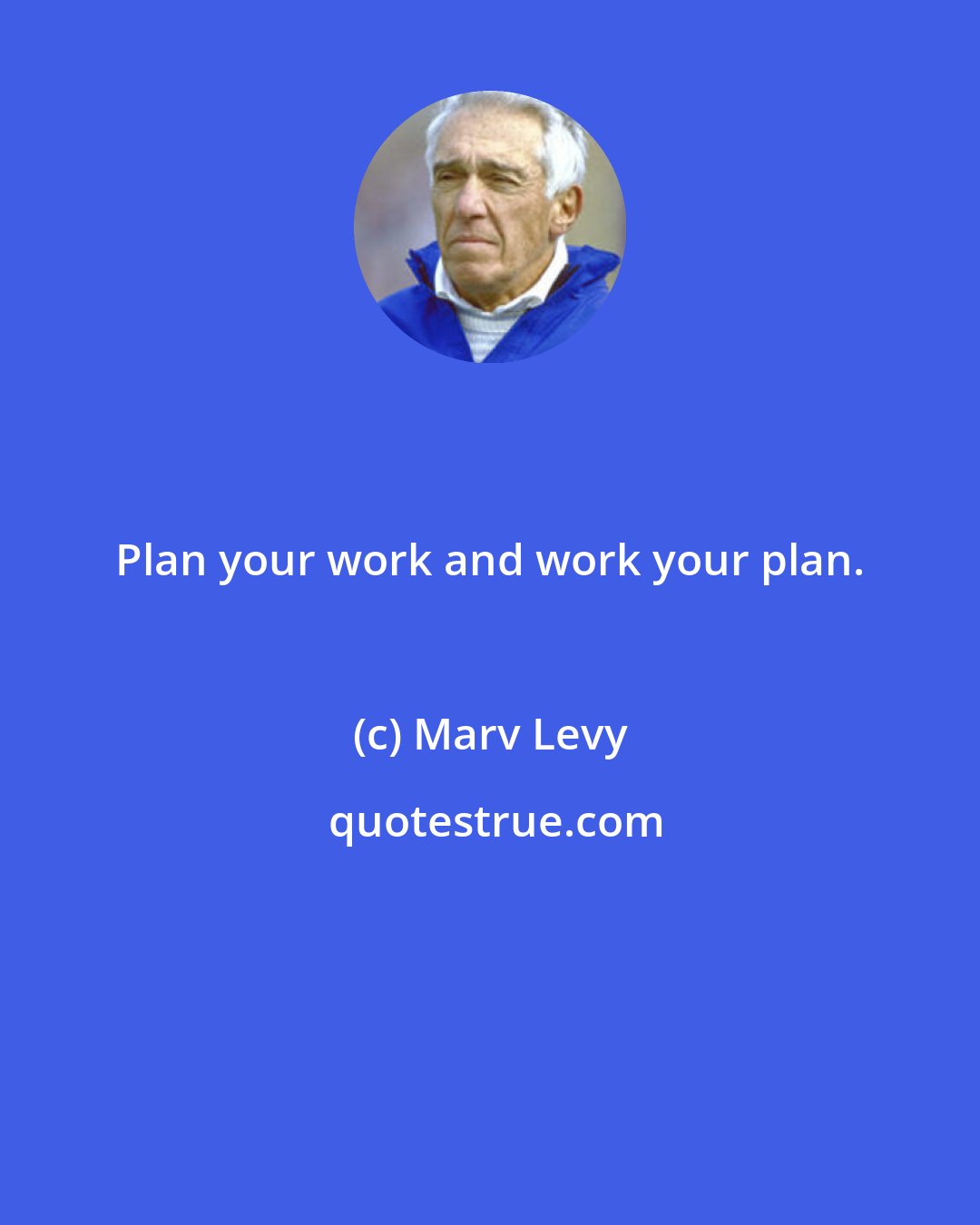 Marv Levy: Plan your work and work your plan.