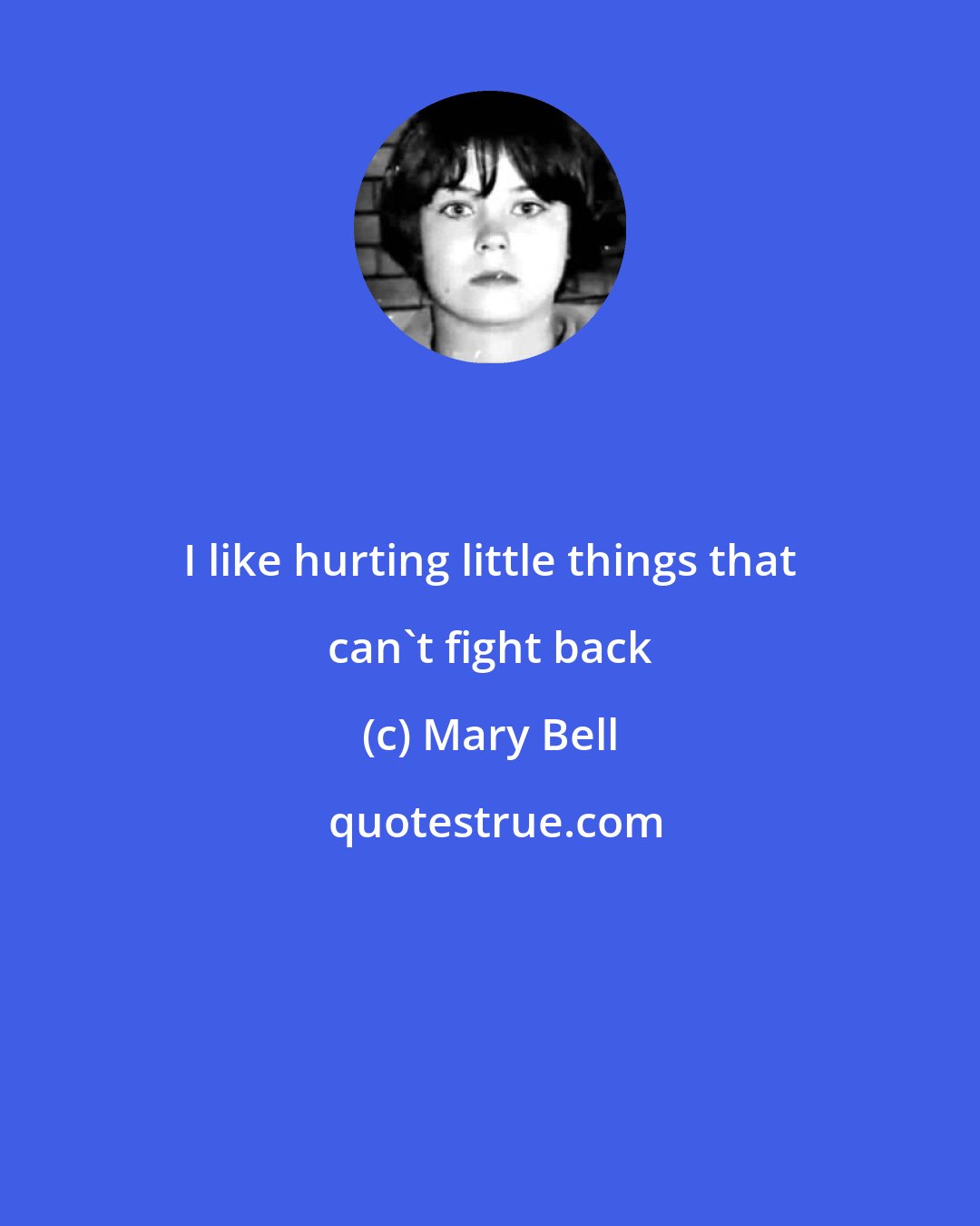 Mary Bell: I like hurting little things that can't fight back